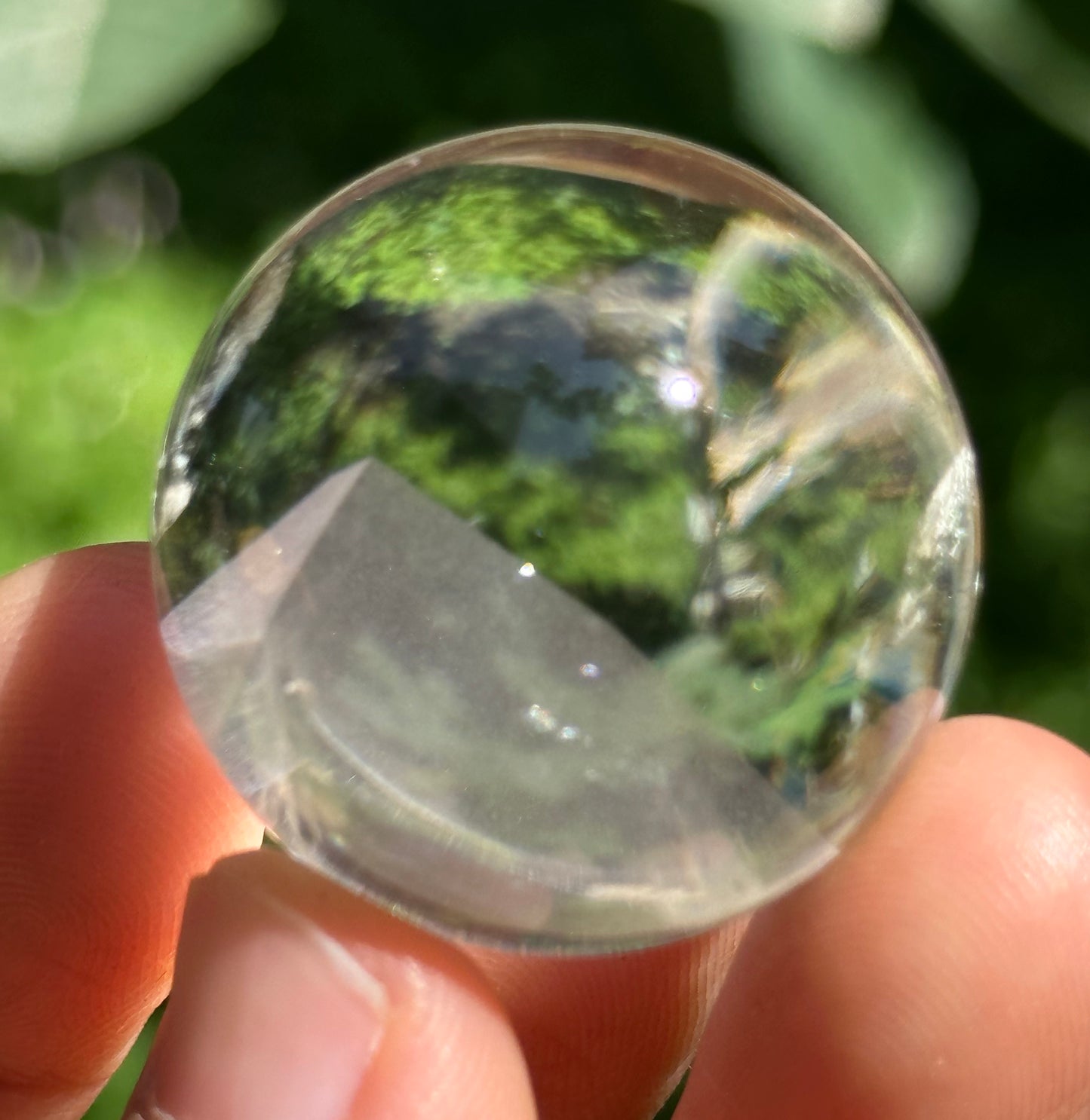 29 mm Clear White Phantom Pyramid Included in Quartz Crystal Sphere,Sonic Quartz,Meditation,Energy