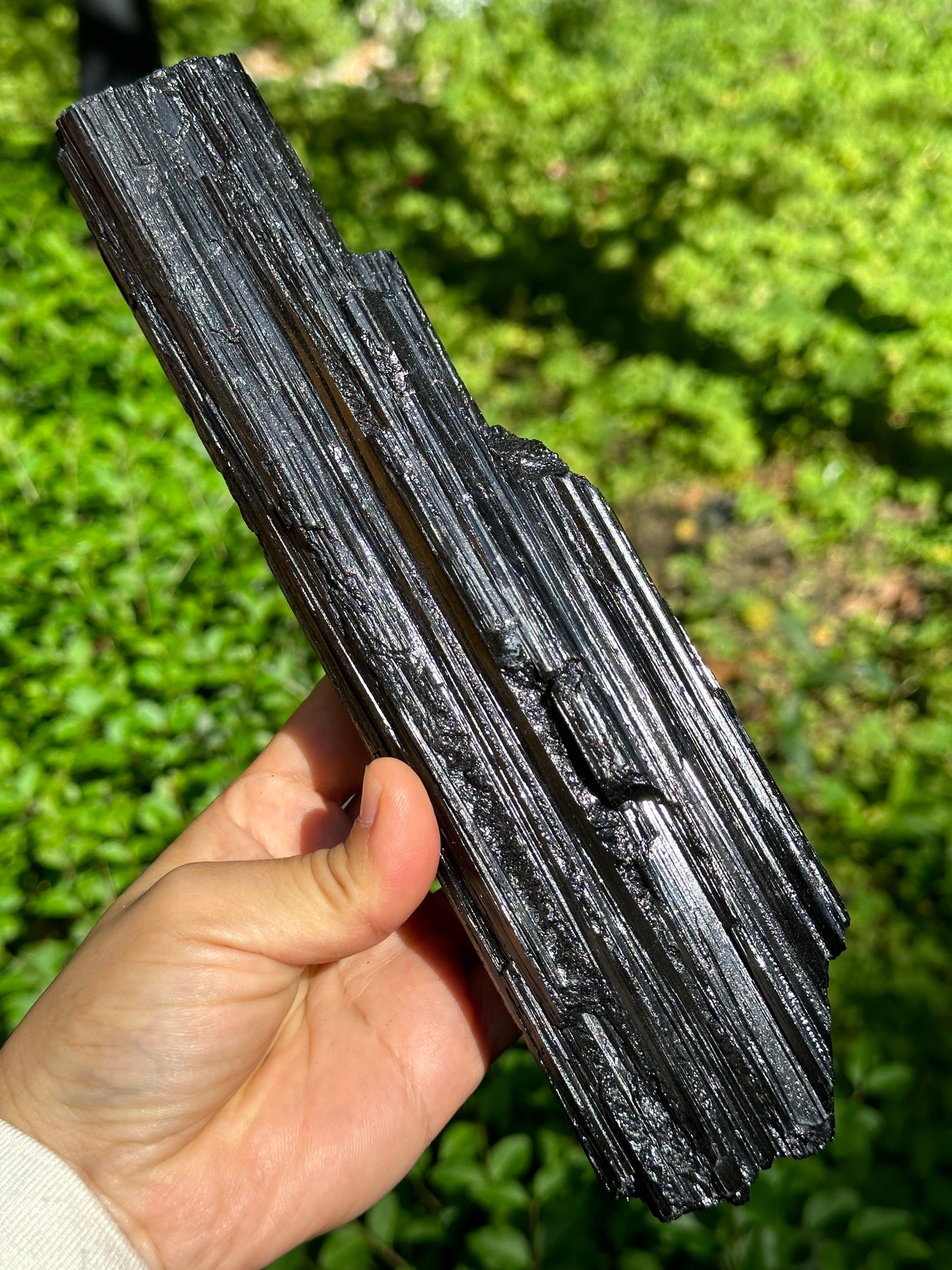 9.4" EXTRA LONG Shining Black Tourmaline Crystal Point/Raw Tourmaline Specimen/Display Stone/Meditation Crystal-240*64*55 mm 1271 g