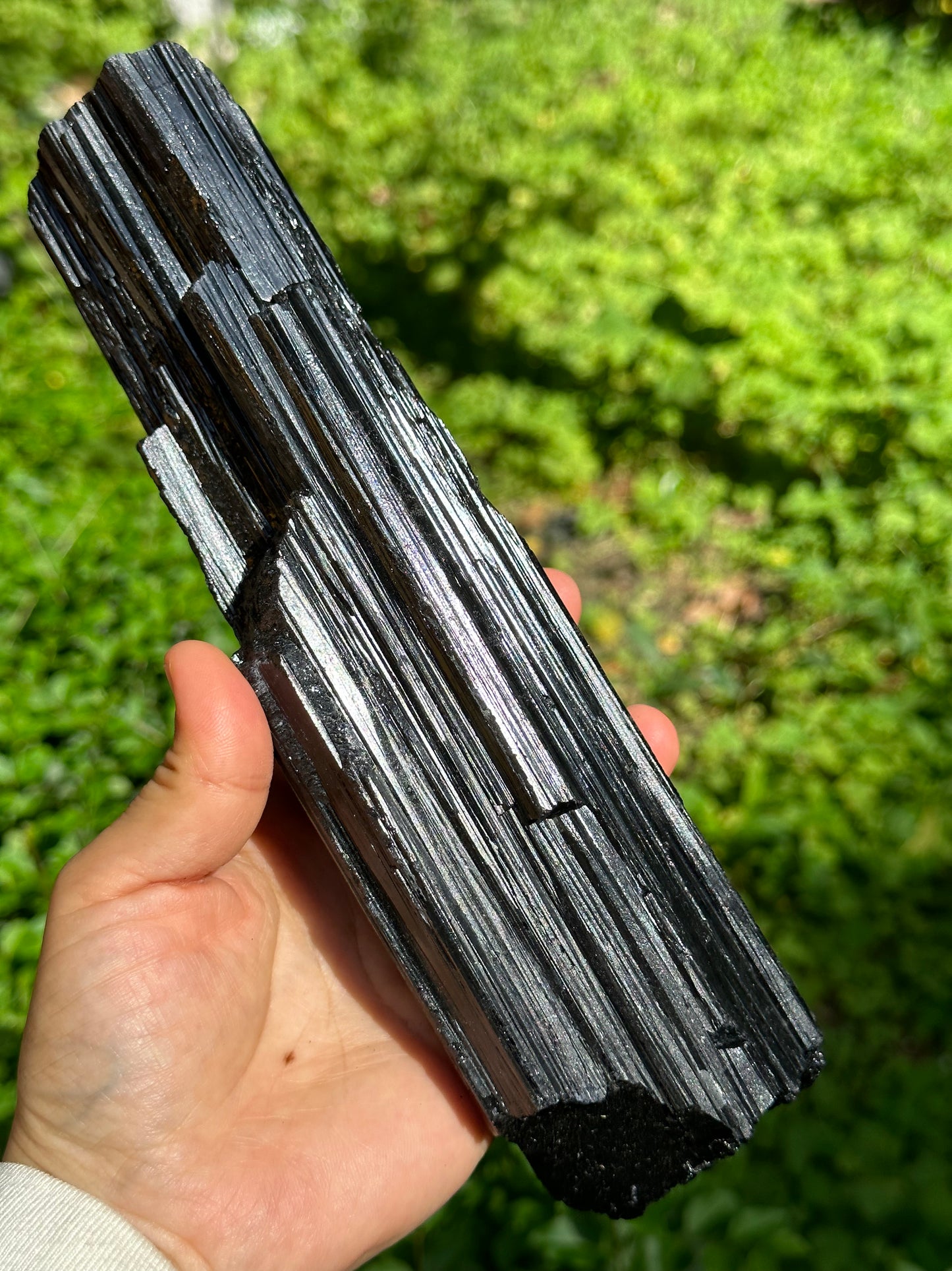 9.4" EXTRA LONG Shining Black Tourmaline Crystal Point/Raw Tourmaline Specimen/Display Stone/Meditation Crystal-240*64*55 mm 1271 g