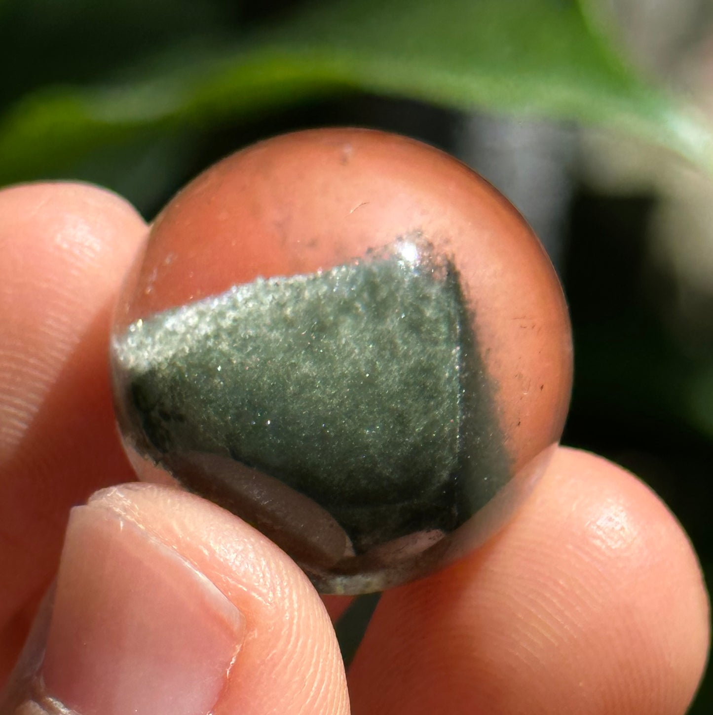 Rare Globular Green Phantom Pyramid Included In Quartz Crystal Sphere