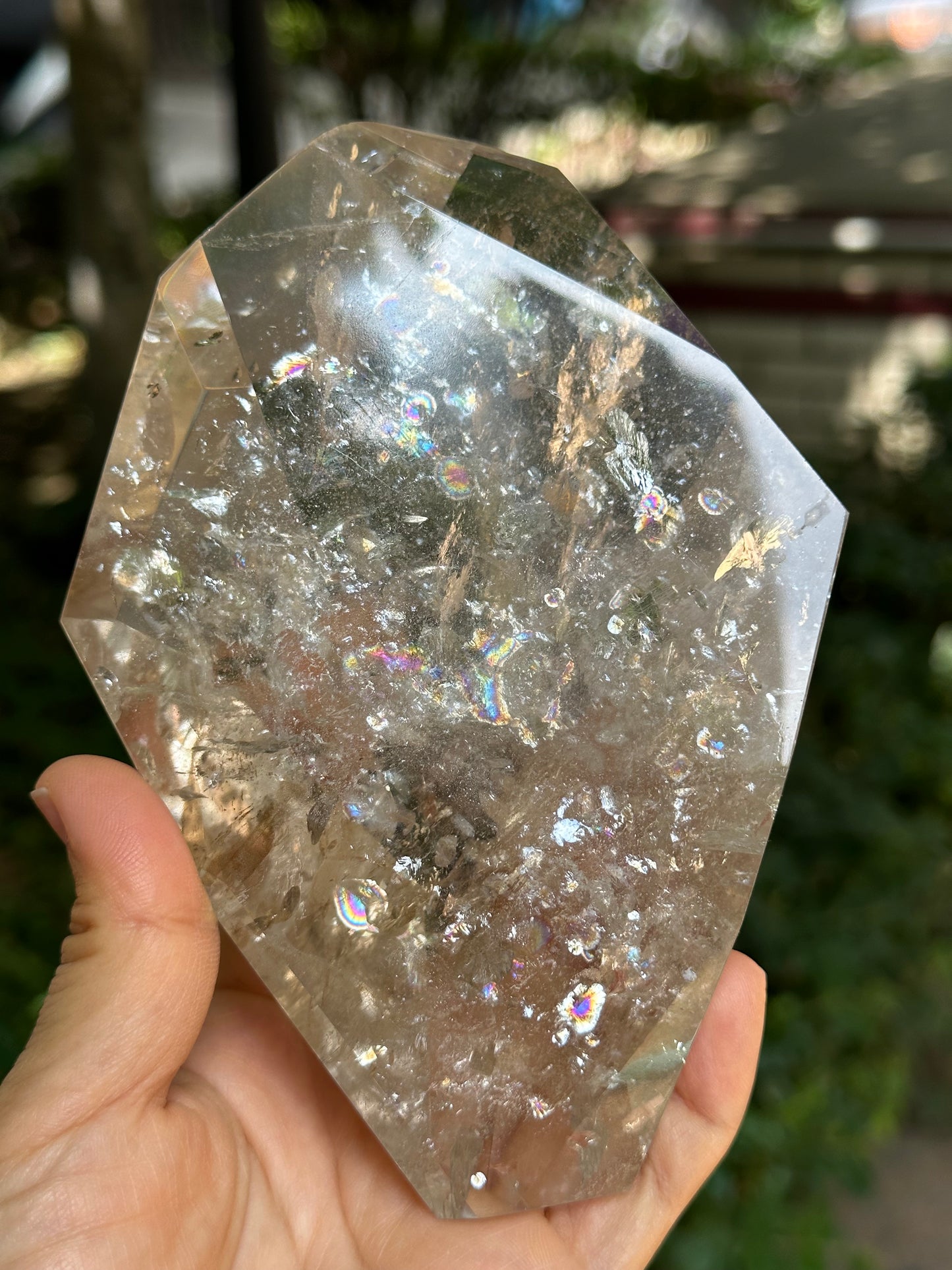 Rainbow Satyaloka Clear Azeztulite Smokey Quartz Crystal Chunk-Polished Himalayan Quartz/Special gift/Meditation Stone/Synergy 12 Stone-620g