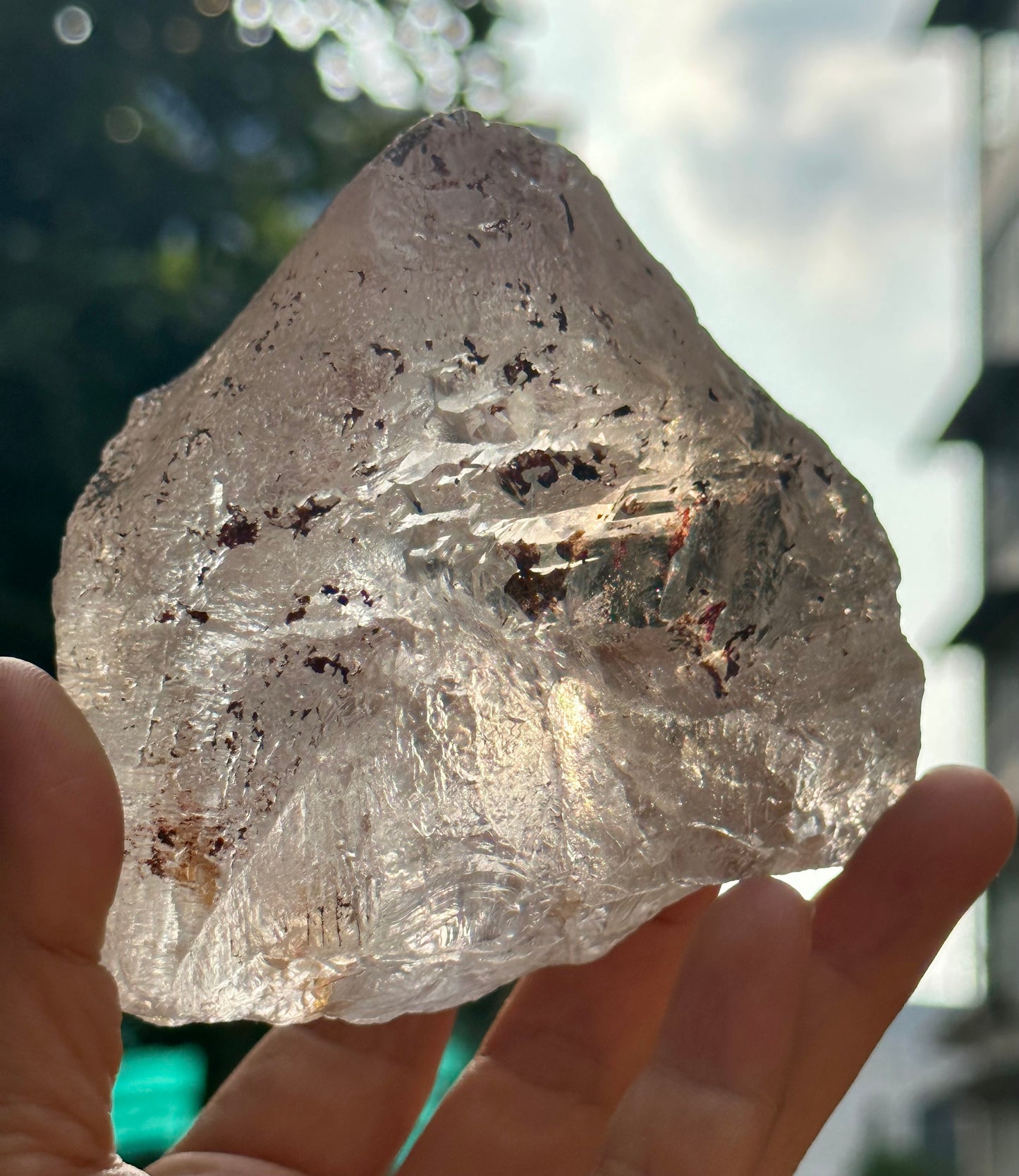 491 g Rare Record-keeper Himalayan Nirvana Crystal/Ice Clear Quartz Point/Self-healed Quartz Crystal from Tibet,Erosioned Crystal,Dissolution Quartz-88*83*60 mm  491 g