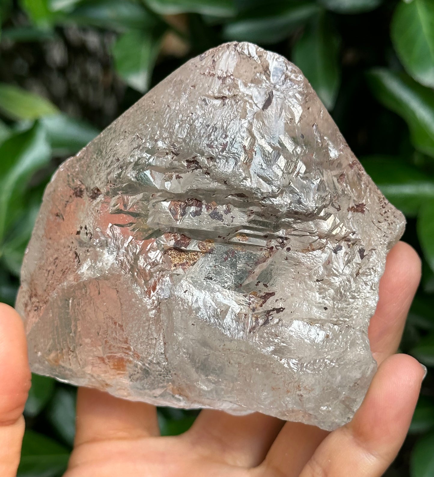 491 g Rare Record-keeper Himalayan Nirvana Crystal/Ice Clear Quartz Point/Self-healed Quartz Crystal from Tibet,Erosioned Crystal,Dissolution Quartz-88*83*60 mm  491 g