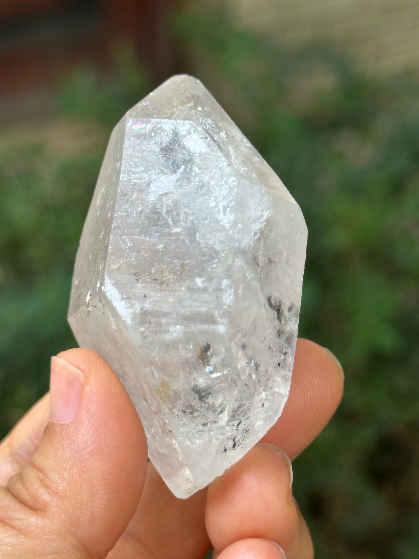 Rare Double Terminated Enhydro Quartz Crystal-Moving Liquid Water & Carbon Bubbles Including/YunGui Crystal Quartz inclusions-79 g