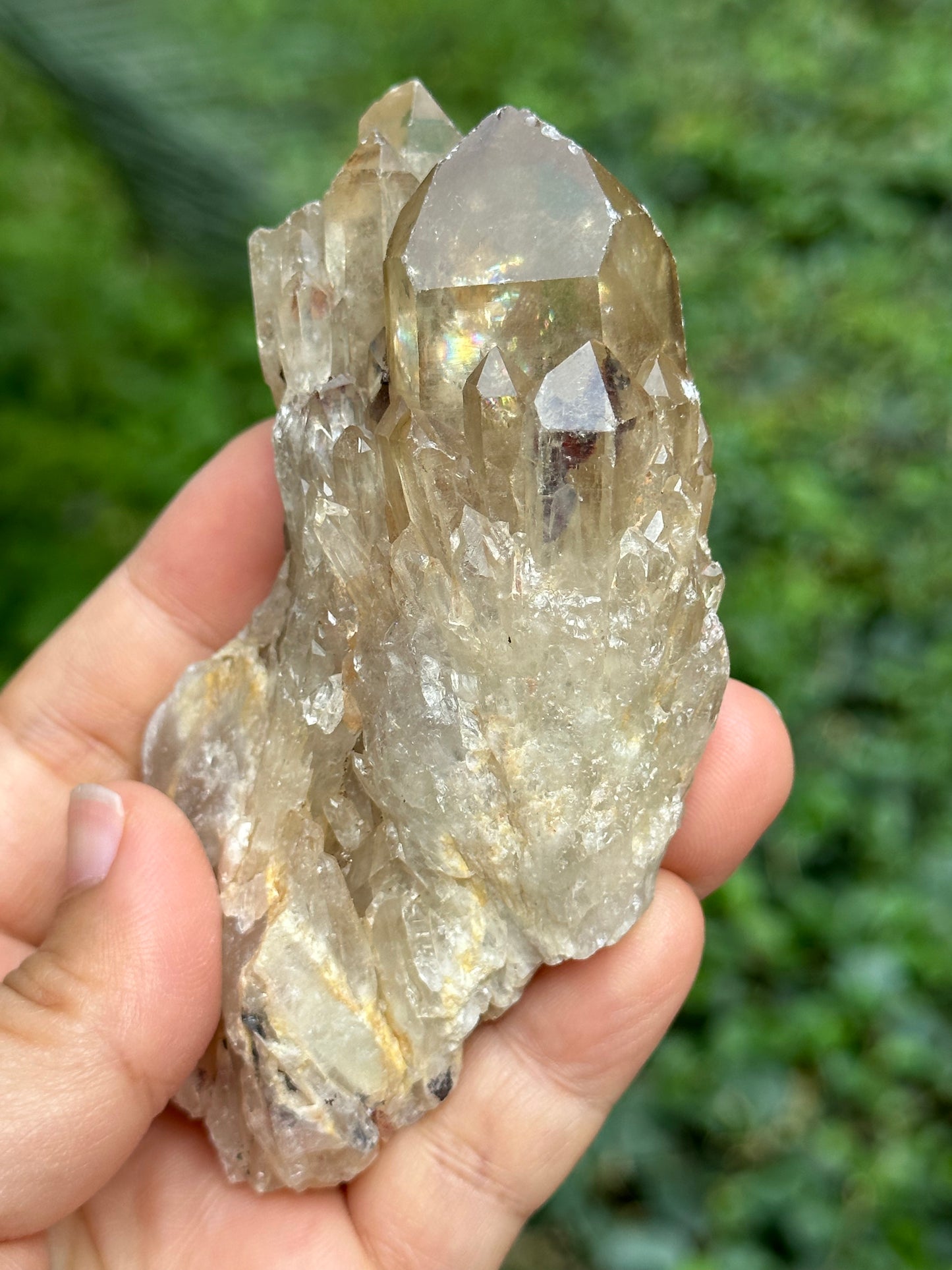 Natural Rainbow Castle Citrine  Quartz Crystal Cluster Point/Citrine Abundance Crystal Tower/Soulmate Twin Quartz Crystal-98*43*45 mm 215 g