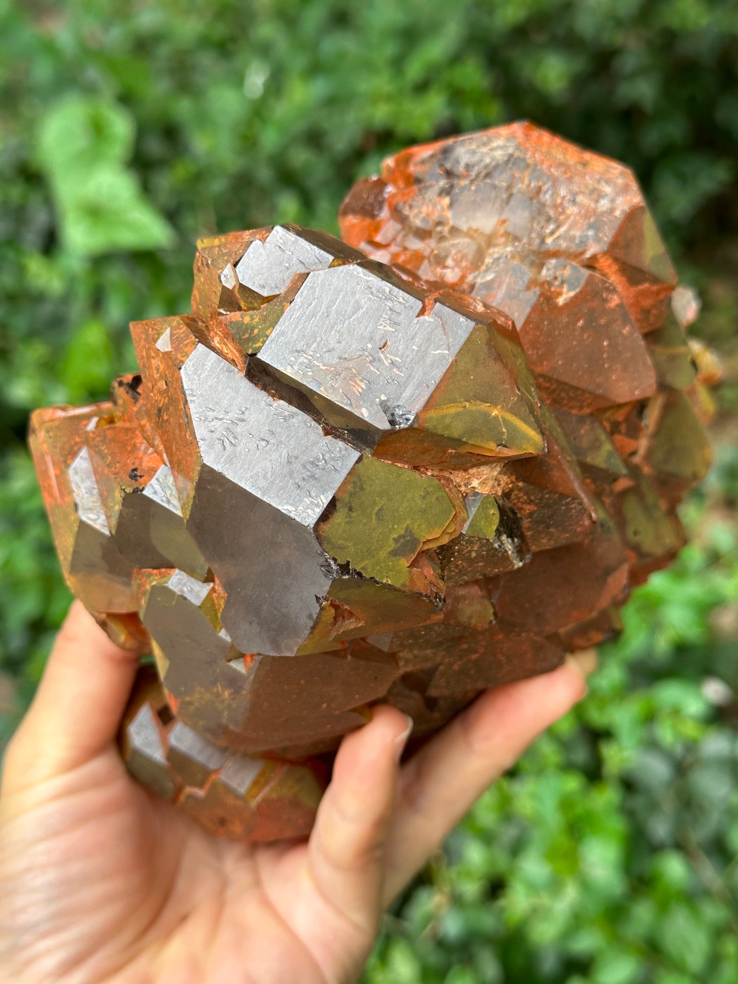 5.1 lbs Rare Tangerine Hematite Crystal Quartz Cluster-Ancient Mineral/Multiple Double Terminated Castle Quartz Elestial Crystal/Display Specimen