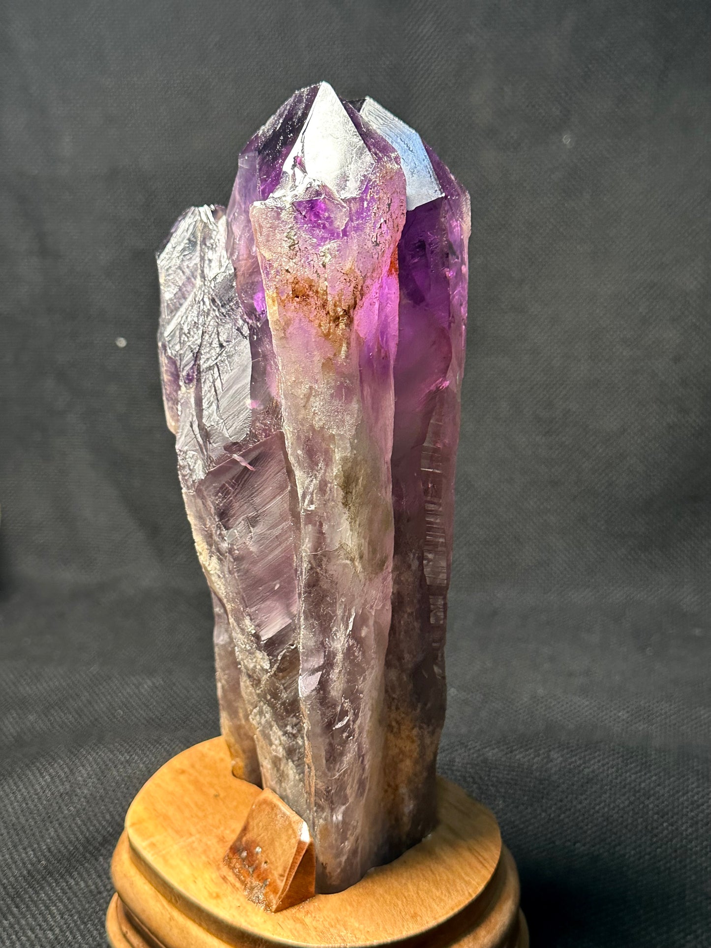 Rare Record-keeper Amethyst Quartz Crystal Cluster with Dumortierte Included