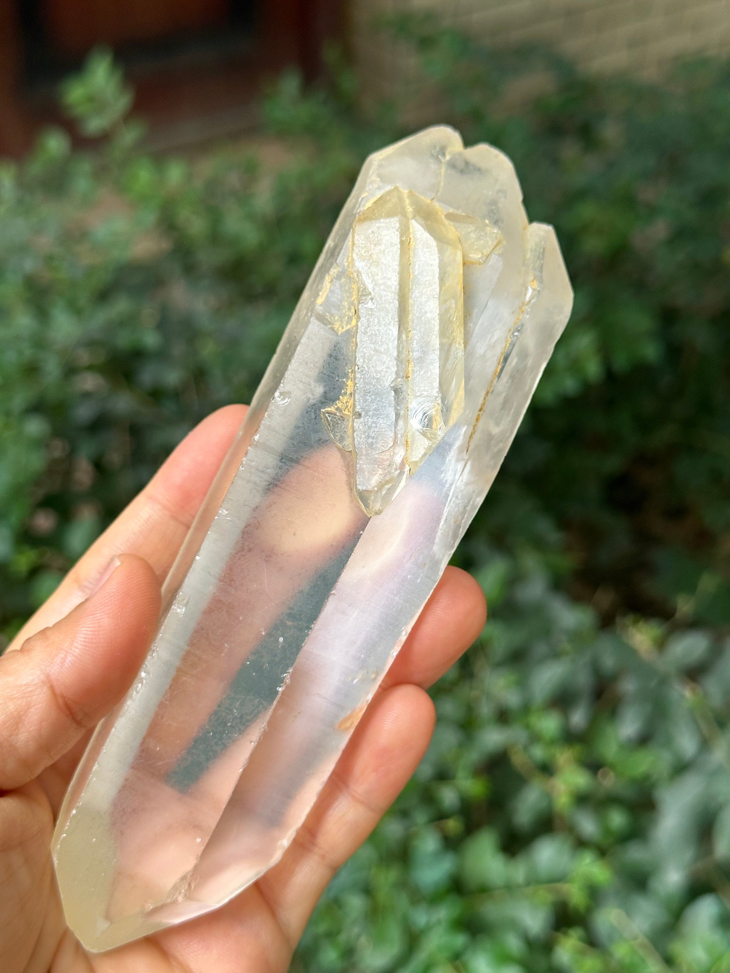 290 g Clear Double Terminated Quartz Crystal Point with Floating Crystals