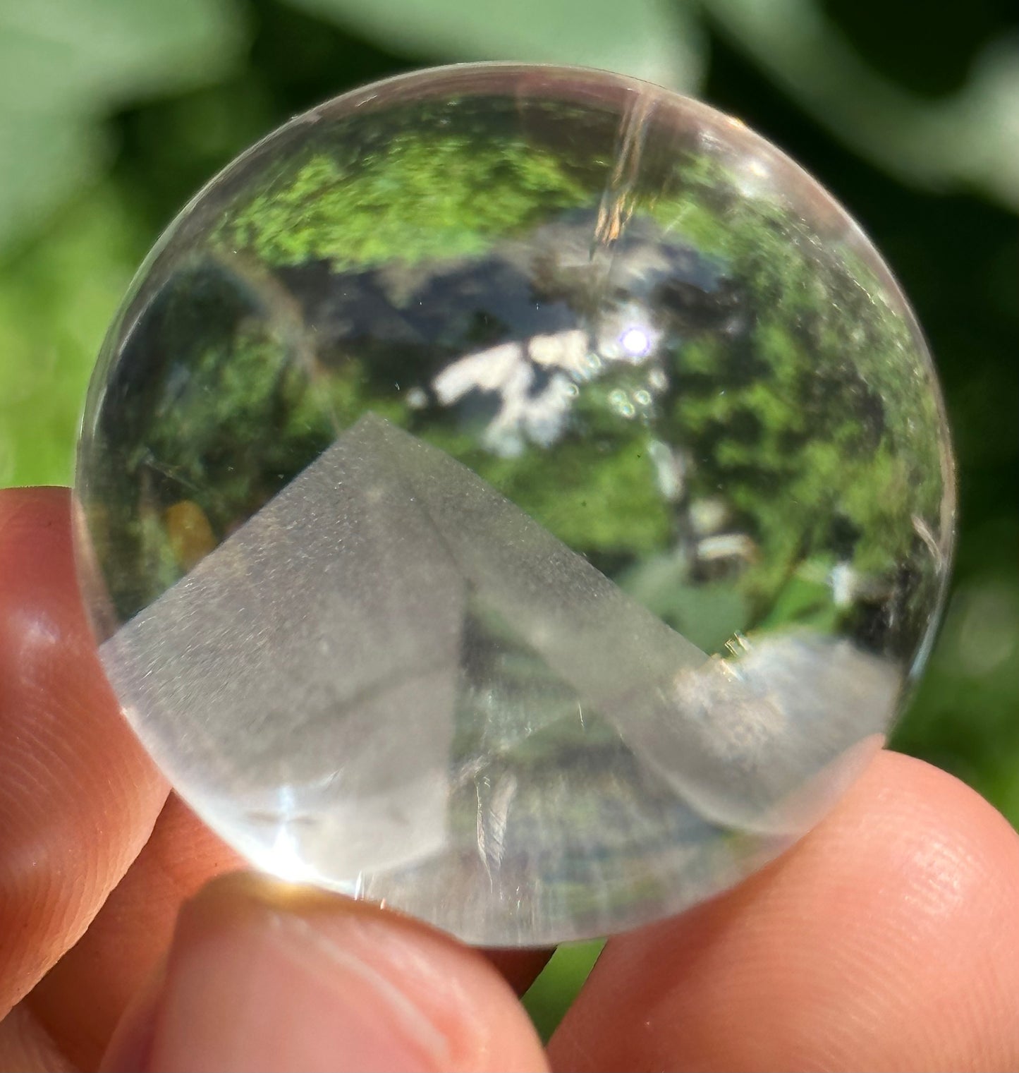 29 mm Clear White Phantom Pyramid Included in Quartz Crystal Sphere,Sonic Quartz,Meditation,Energy