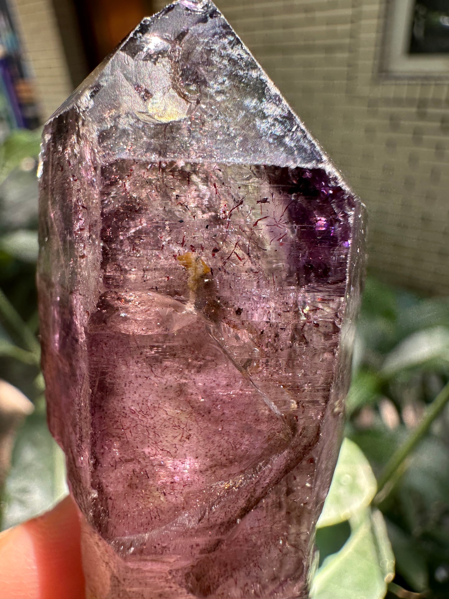 Rare Raw Enhydro Quartz Super 7 Amethyst Scepter Quartz Crystal Point/Specimen/Super energy Healing Crystals/Reiki-87*30*29 mm 101 g