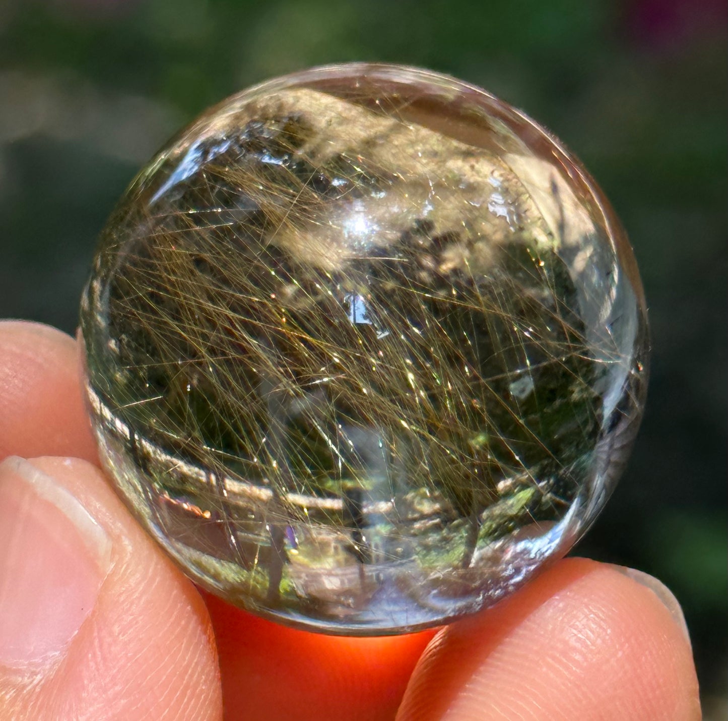 1.06” Natural 100%  Clear Golden Rutile Crystal Sphere/Rutilated Healing and Meditation quartz ball/Special gift/love 27mm 28 g