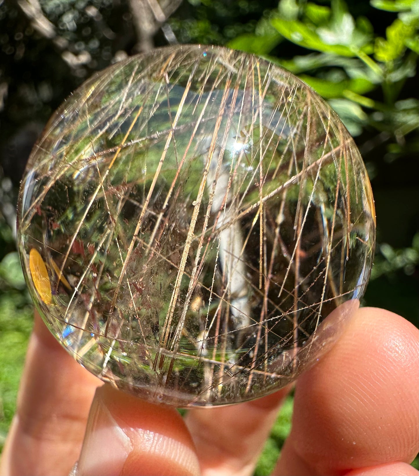 1.4”Rare Clear Golden Rutiled Crystal Quartz Sphere/Gold Rutilated/Rutilated Crystal Ball/Rutilated Quartz-36mm