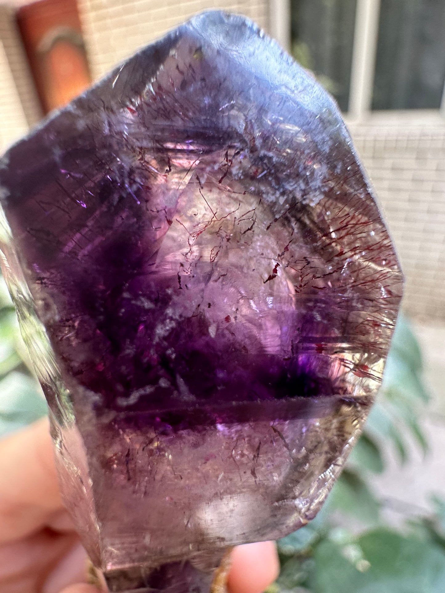 Rare Double Terminated Clear Super 7 Amethyst Quartz Scepter Crystal Point/Specimen/Super energy Healing Crystals/Reiki-91*25*21 mm 68 g