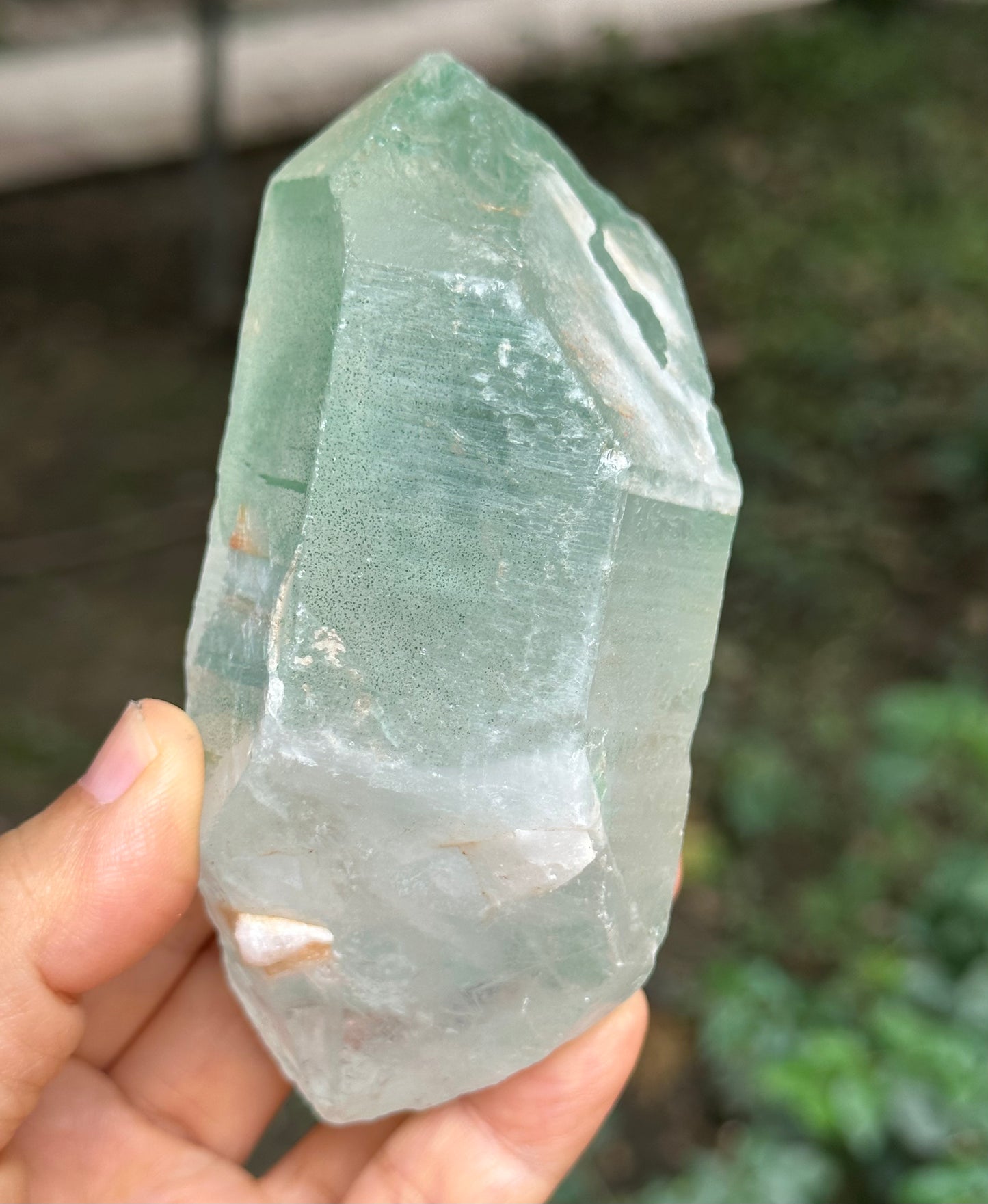 Rare Double Terminated Green Fuchsite Phantom Quartz Raw Crystal/Included Garden Crystal/Scenic Quartz/Lodalite/Epidote Specimen-331 g