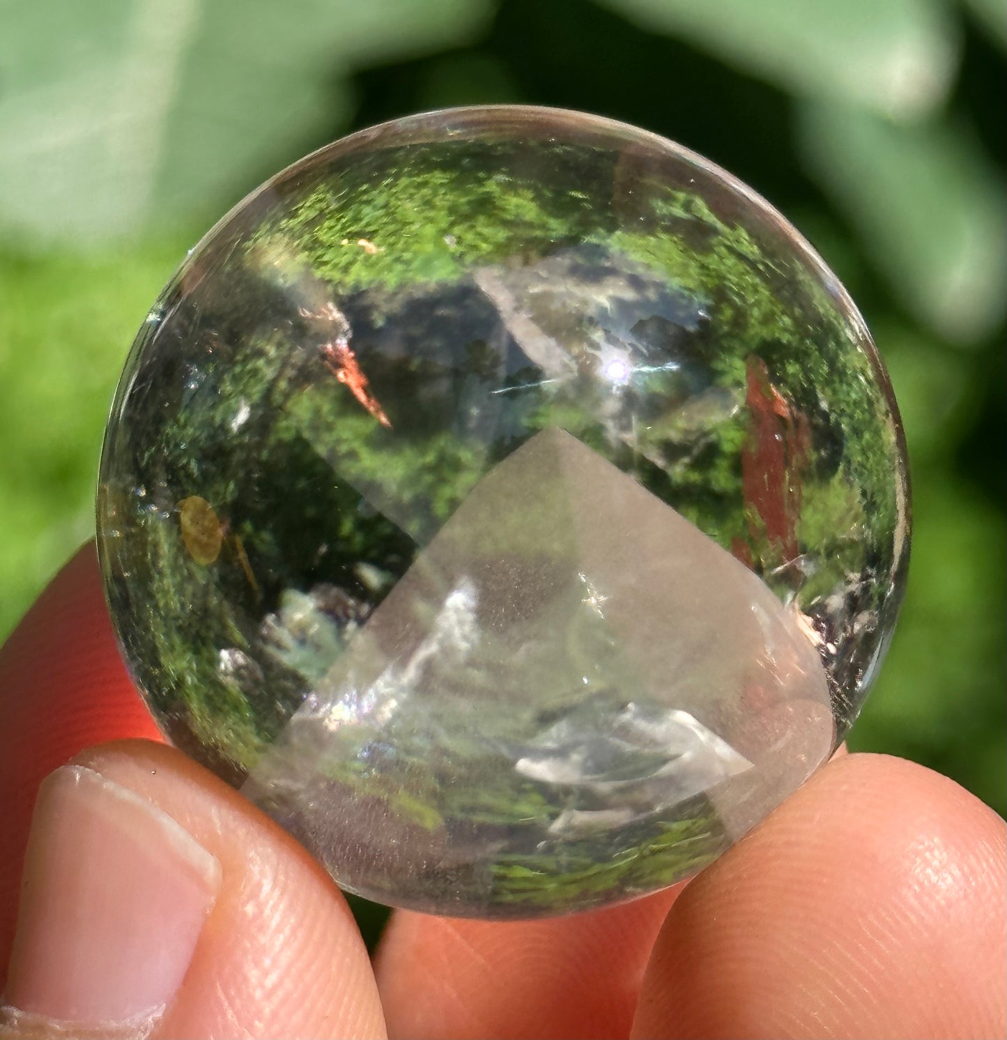 29 mm Clear White Phantom Pyramid Included in Quartz Crystal Sphere,Sonic Quartz,Meditation,Energy