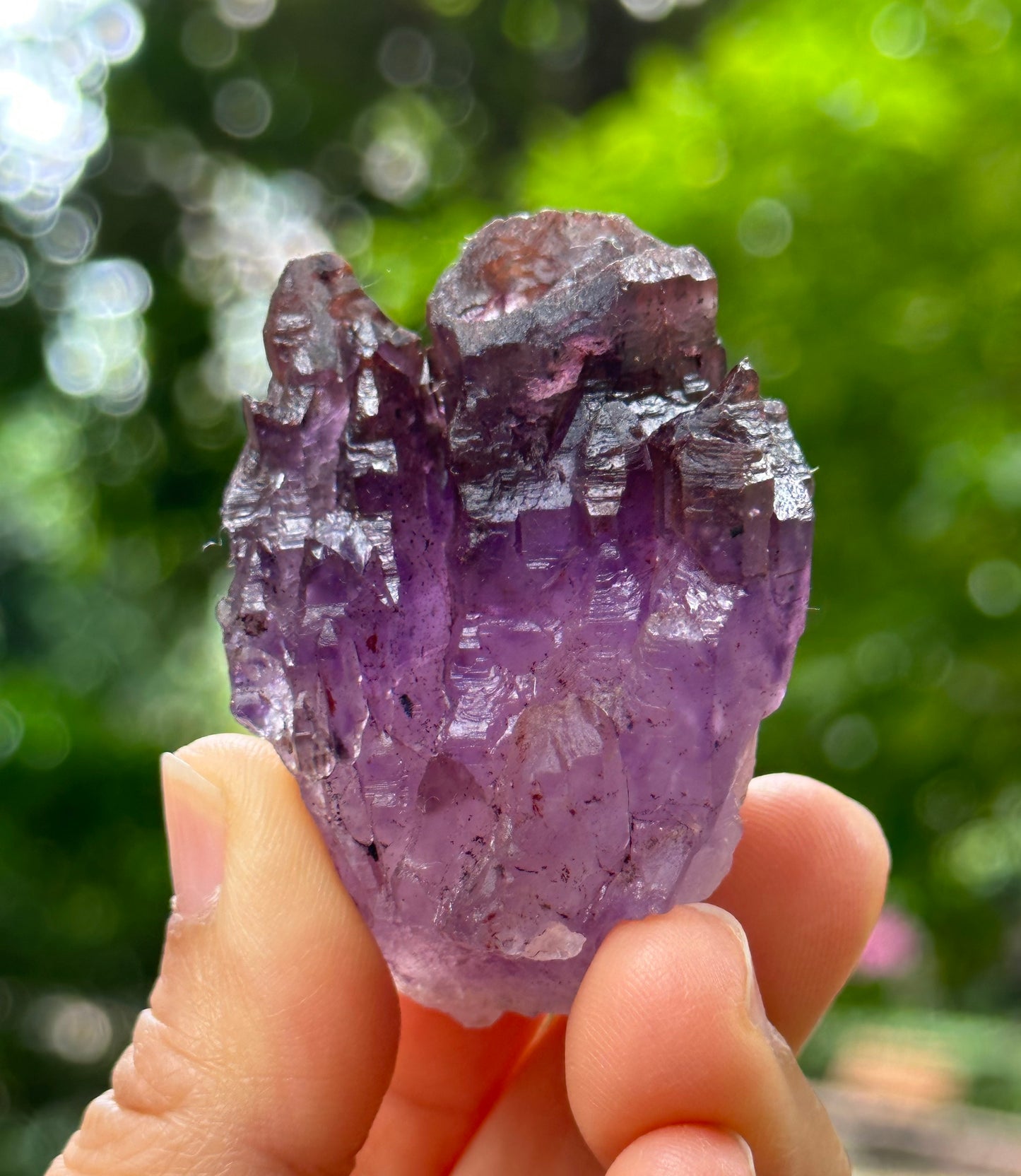 Rare Castle Super 7 Amethyst Quartz Scepter Crystal Cluster Point/Red Lepidocrocite Inclusion Mica Harlequin-crystal healing-54*38*29 mm 63g