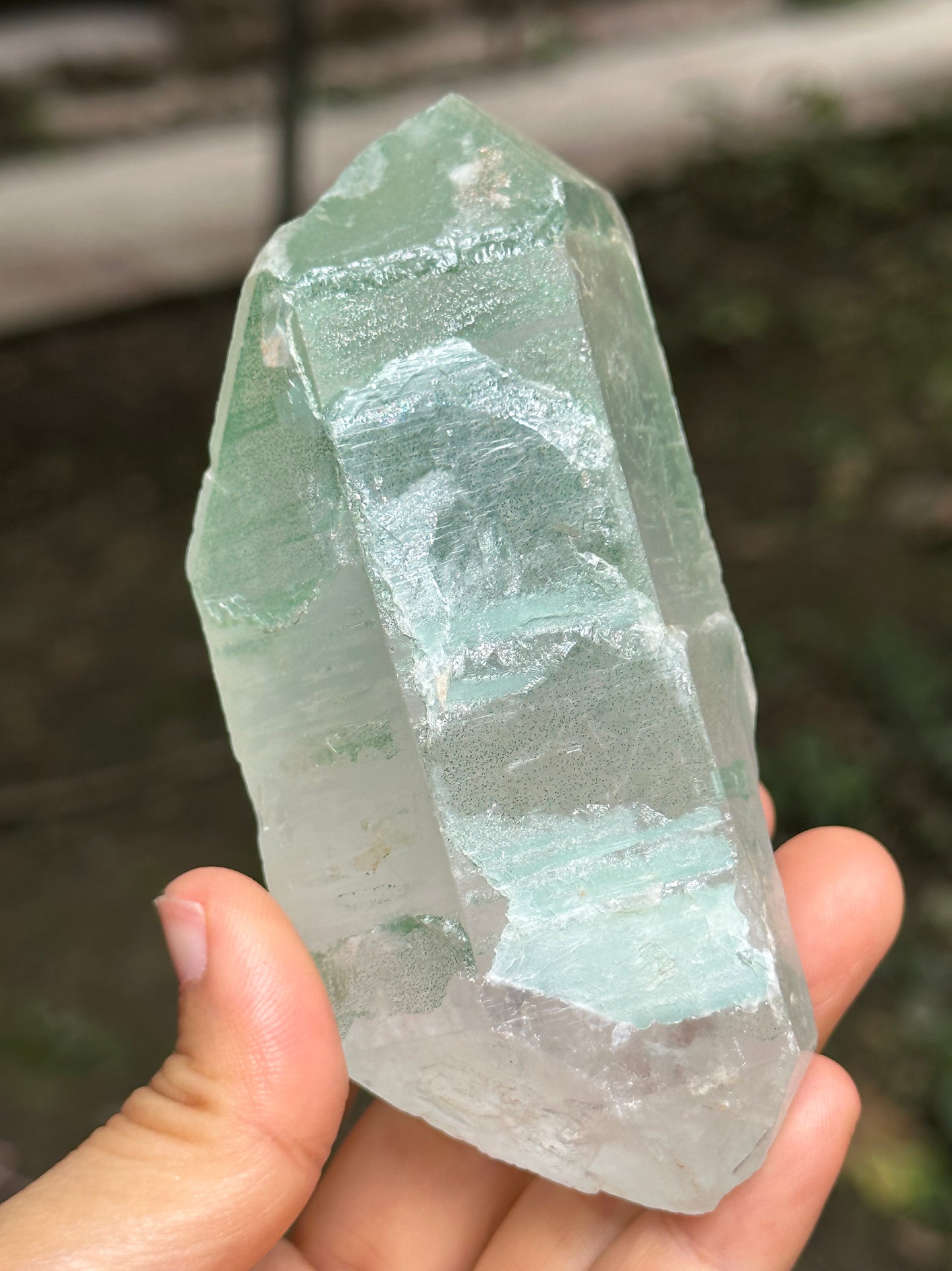 Rare Double Terminated Green Fuchsite Phantom Quartz Raw Crystal/Included Garden Crystal/Scenic Quartz/Lodalite/Epidote Specimen-331 g