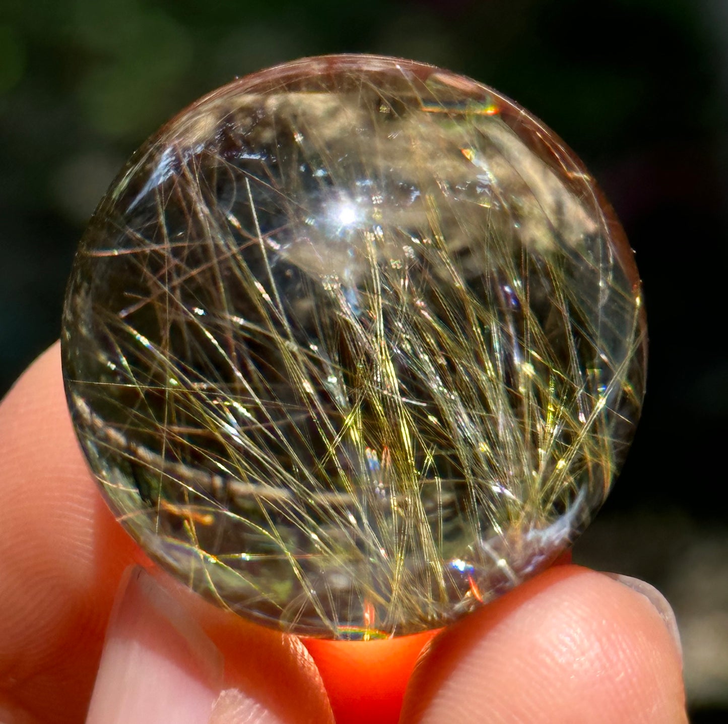 1.06” Natural 100%  Clear Golden Rutile Crystal Sphere/Rutilated Healing and Meditation quartz ball/Special gift/love 27mm 28 g