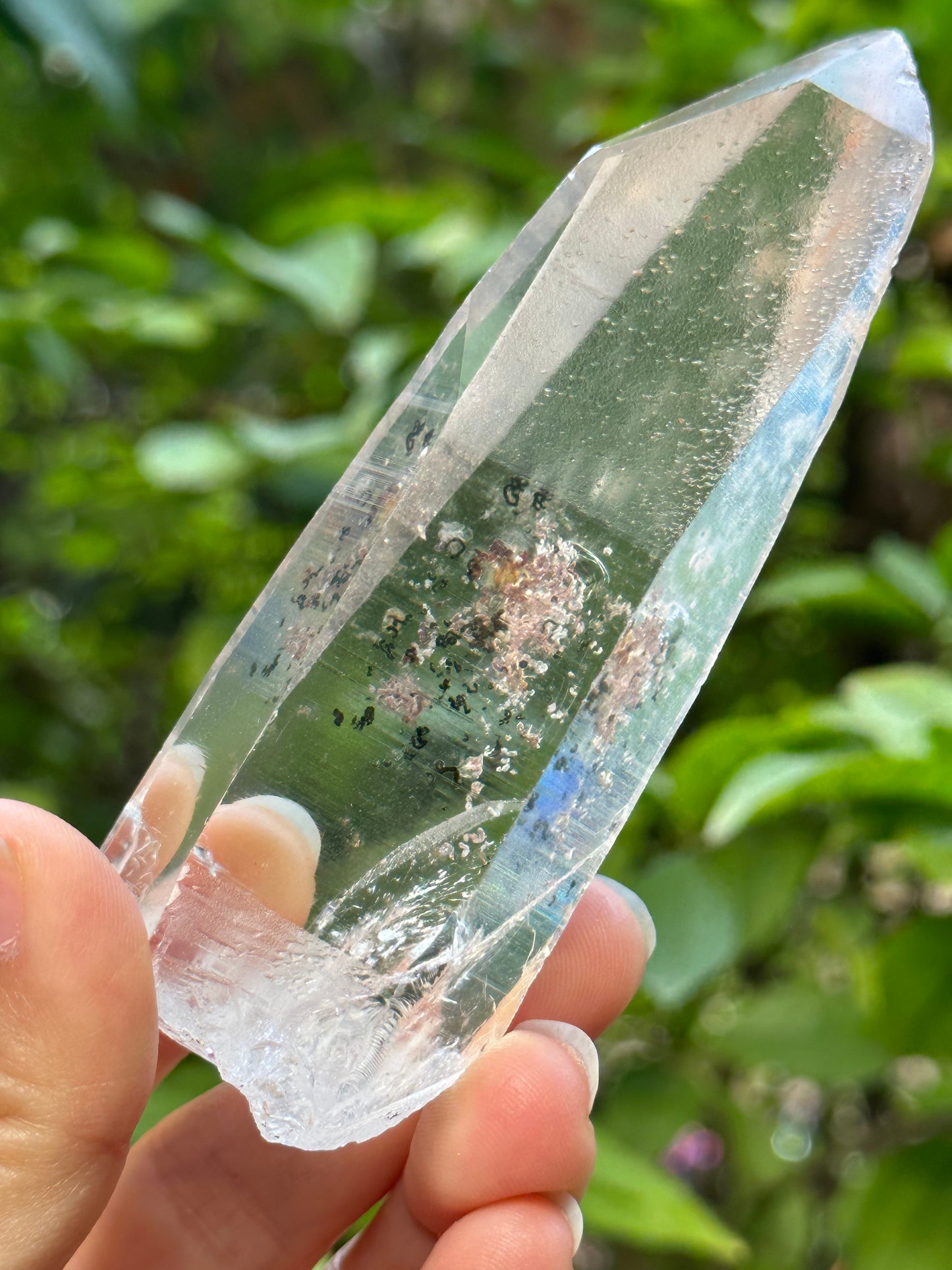 Rare Perfect Clear Record-keeper Lemurian Seed Quartz Crystal With Green Phantom Included