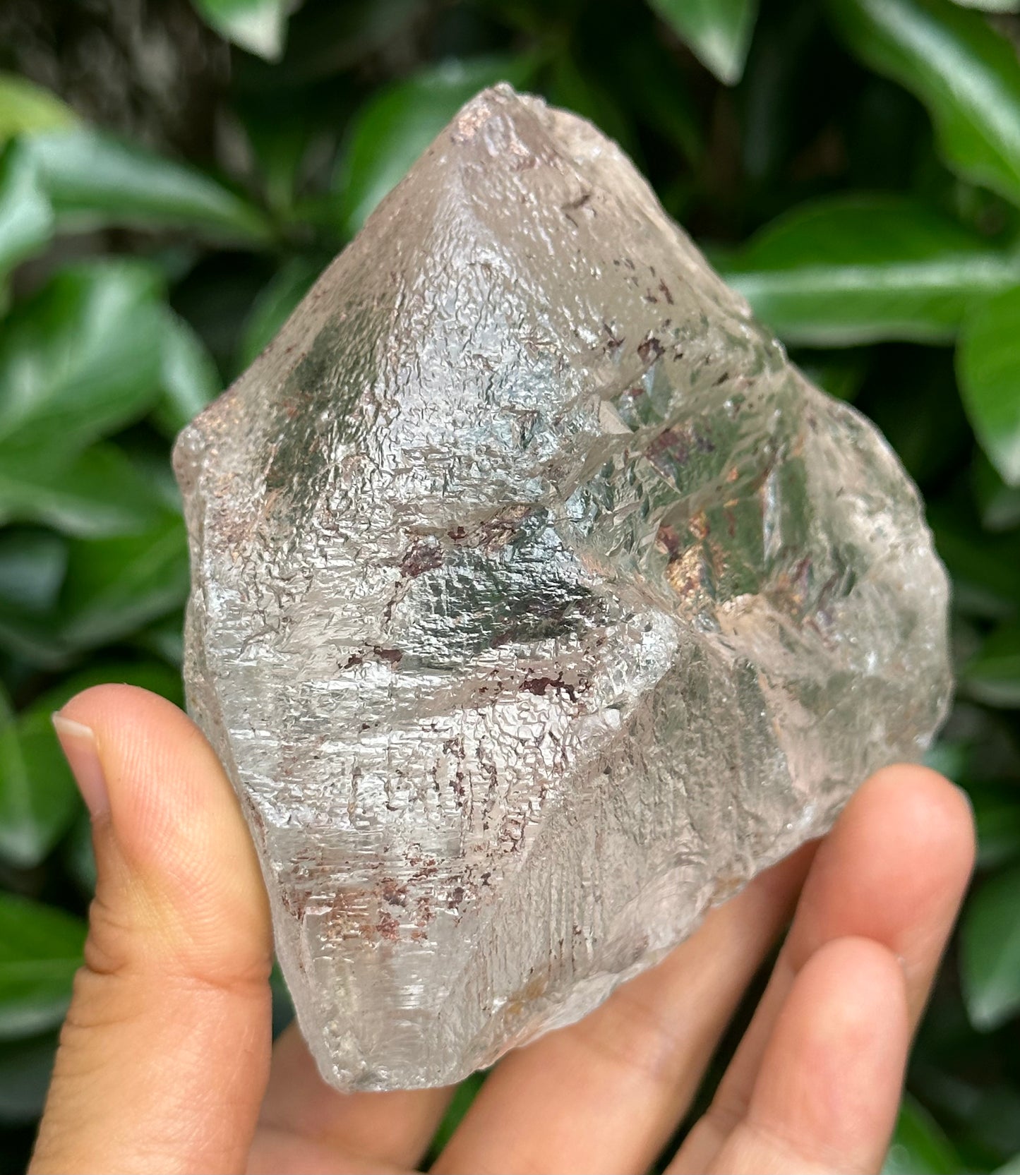 491 g Rare Record-keeper Himalayan Nirvana Crystal/Ice Clear Quartz Point/Self-healed Quartz Crystal from Tibet,Erosioned Crystal,Dissolution Quartz-88*83*60 mm  491 g