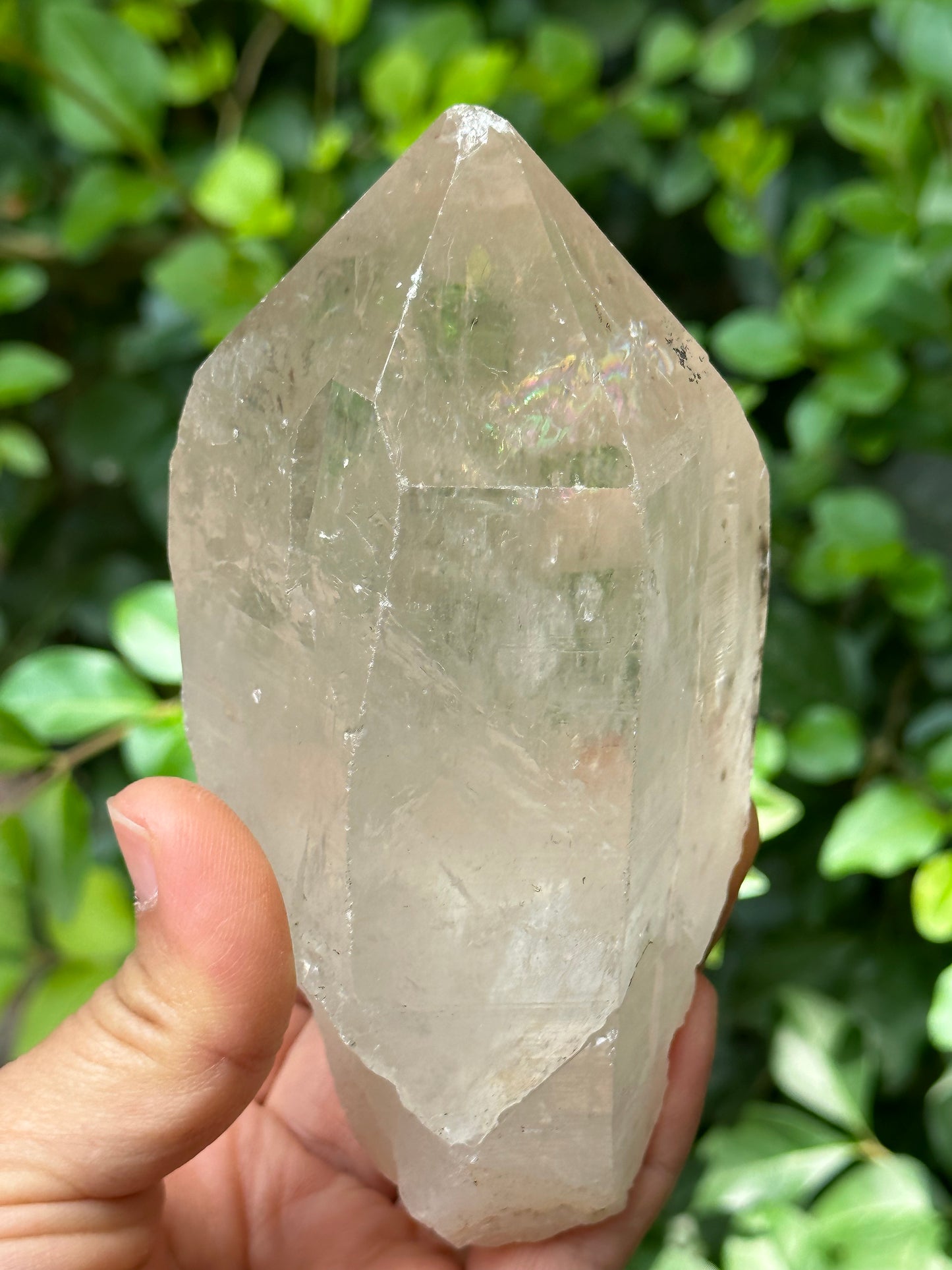 Clear Rainbow Mosaic Quartz Crystal Point