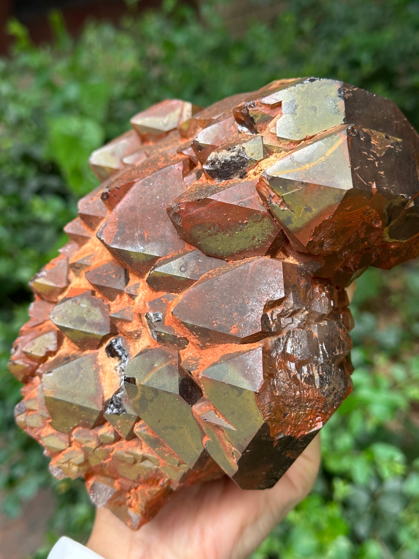 5.1 lbs Rare Tangerine Hematite Crystal Quartz Cluster-Ancient Mineral/Multiple Double Terminated Castle Quartz Elestial Crystal/Display Specimen