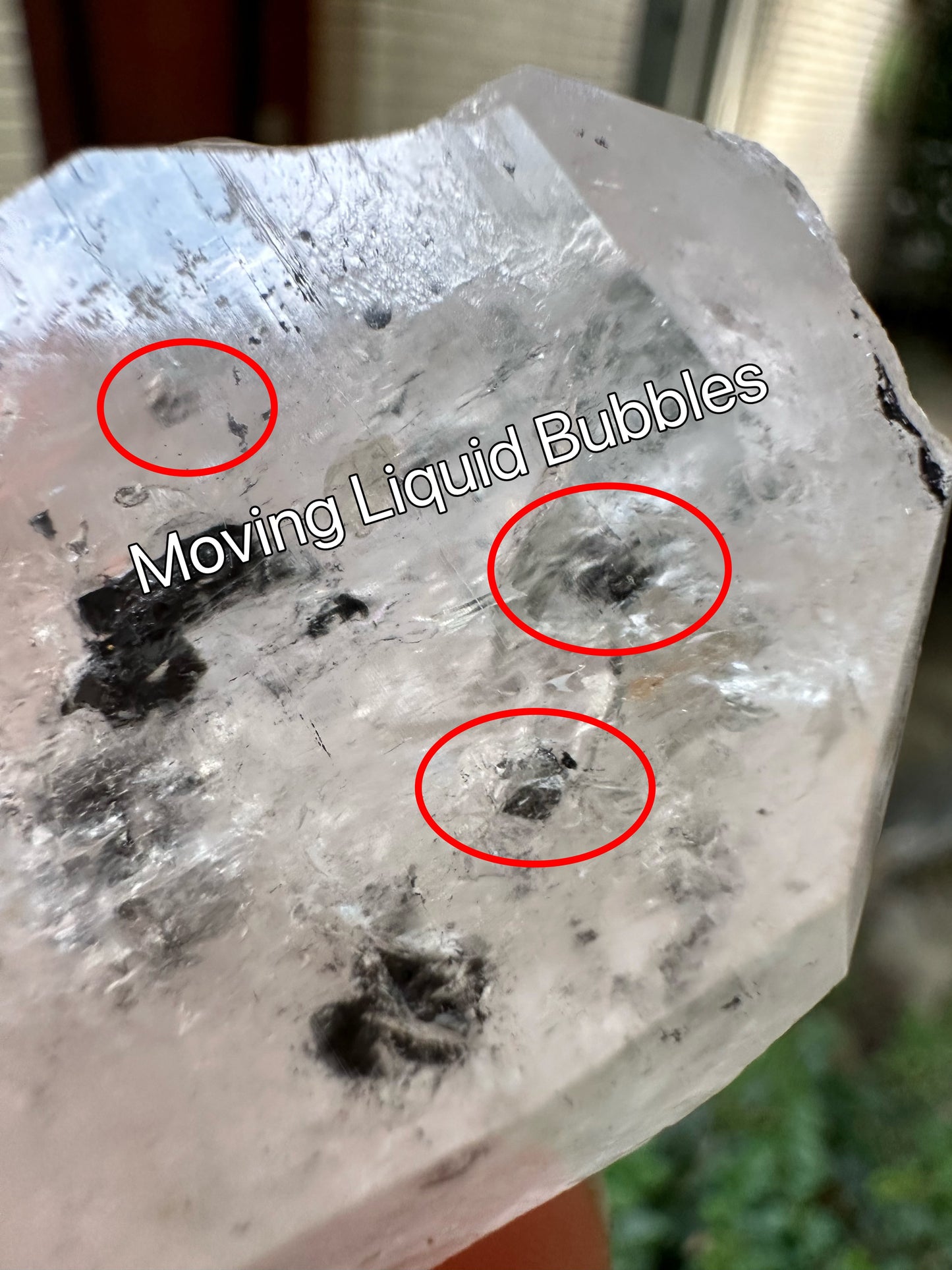 Rare Double Terminated Enhydro Quartz Crystal-Moving Liquid Water & Carbon Bubbles Including/YunGui Crystal Quartz inclusions-79 g