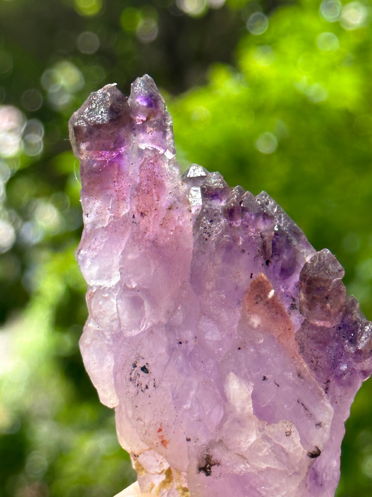 Rare Castle Super 7 Amethyst Quartz Scepter Crystal Cluster Point/Red Lepidocrocite Inclusion Mica Harlequin-crystal healing-97*45*31mm 124g