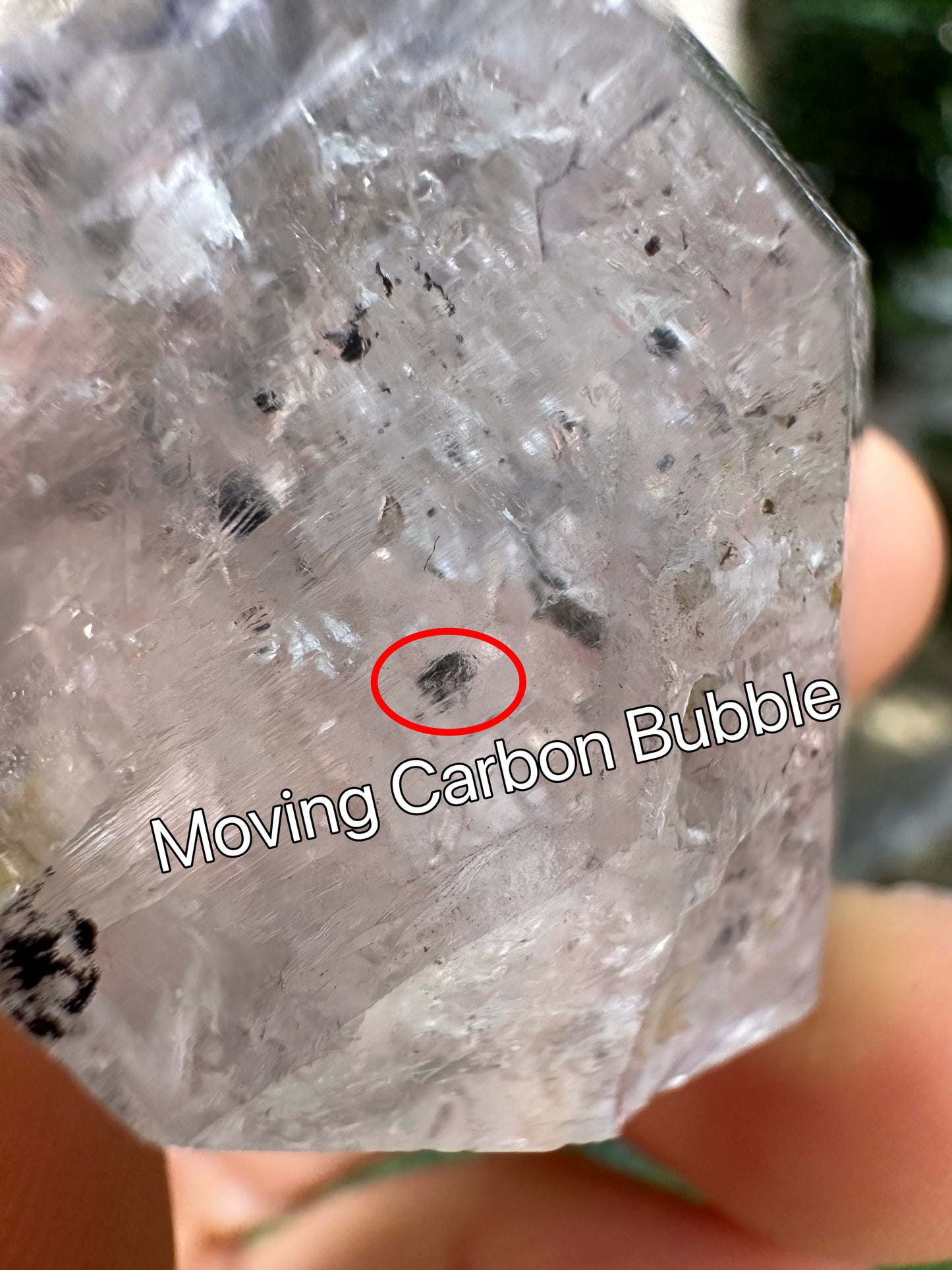 Natural Double Terminated Enhydro Quartz with Multiple Moving Carbon & Bubbles Included in Crystal/Healing Crystal Point/Energy Quartz-41 gSize(mm):43*35*26  mm weight:41 g