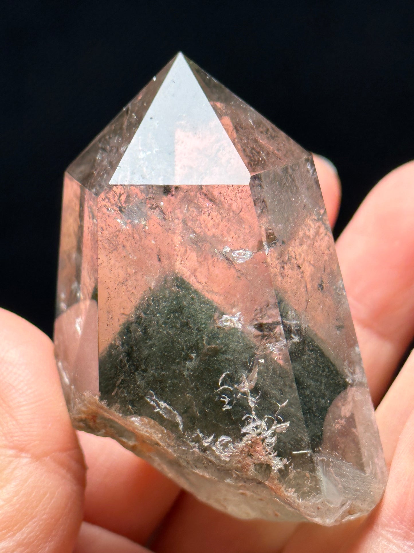 89 g Clear Green Phantom Pyramid Included in Quartz Crystal Point(Polished)