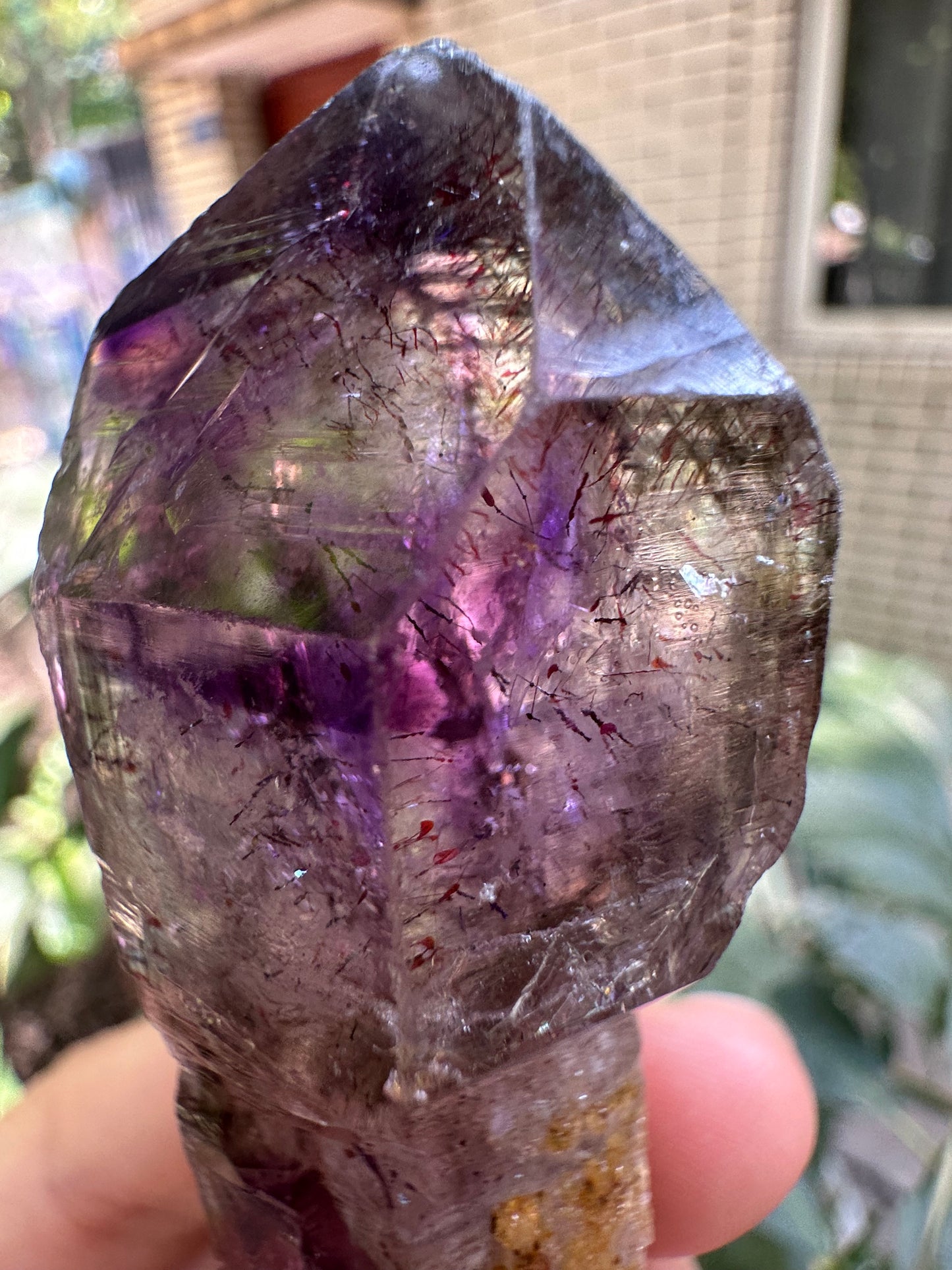 Rare Double Terminated Clear Super 7 Amethyst Quartz Scepter Crystal Point/Specimen/Super energy Healing Crystals/Reiki-91*25*21 mm 68 g