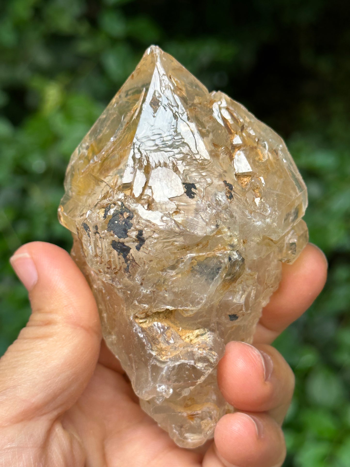 Double Terminated Clear Rainbow Himalayan Skeletal Fenster Quartz Crystal-95*50*47 mm 200 g