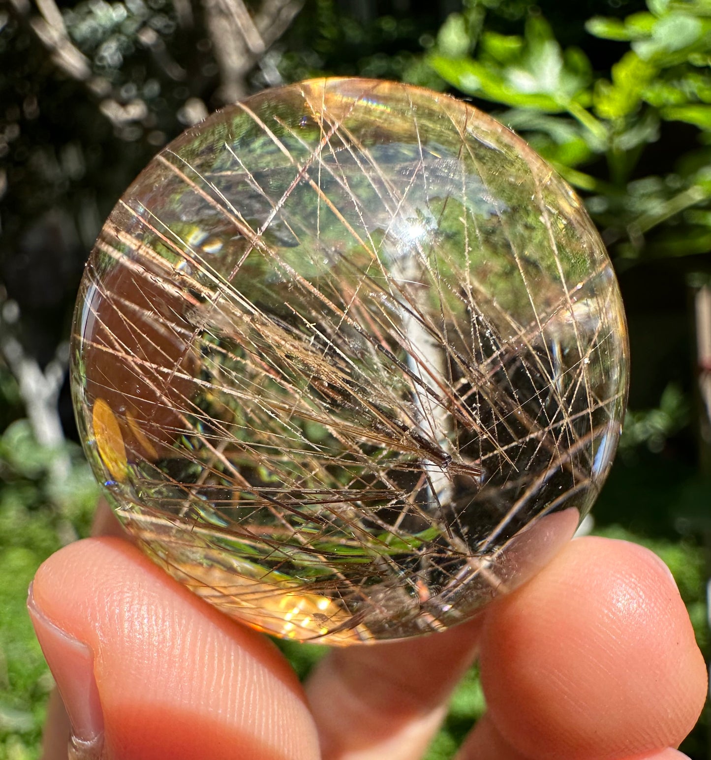 1.4”Rare Clear Golden Rutiled Crystal Quartz Sphere/Gold Rutilated/Rutilated Crystal Ball/Rutilated Quartz-36mm