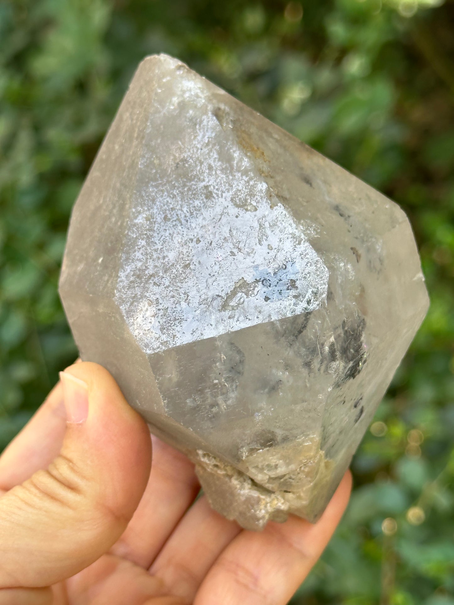 Herkimer Double Terminated Enhydro Quartz with Multiple Moving Carbon & Bubbles Included in Crystal/Healing Crystal Point/Energy Quartz-379g