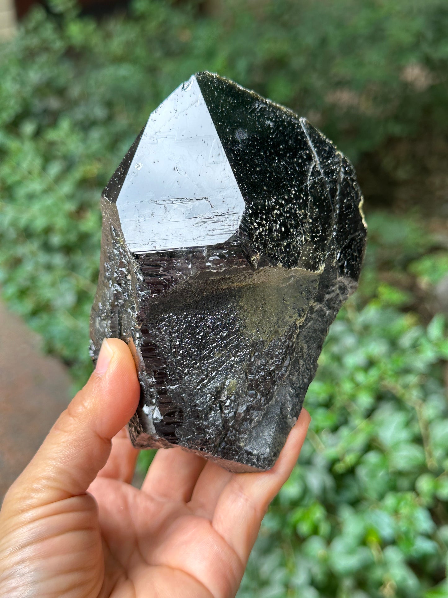 655 g Rare Record-keeper Morion Black Crystal Quartz Cluster/Rough Black Crystal/Bridge Black Quartz Point/Healing Crystal and Stone-120*78*65 mm