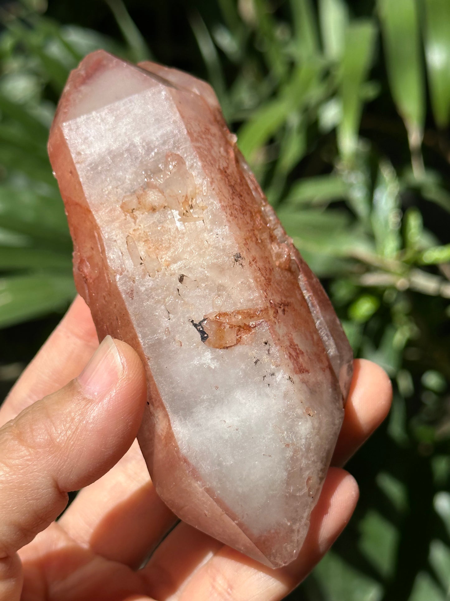 Natural Double Terminated Tantric Twins Red Surface Quartz Crystal Point,Hematite Quartz,Tangerine Crystal,Pyramid Included-107*47*38mm 229g