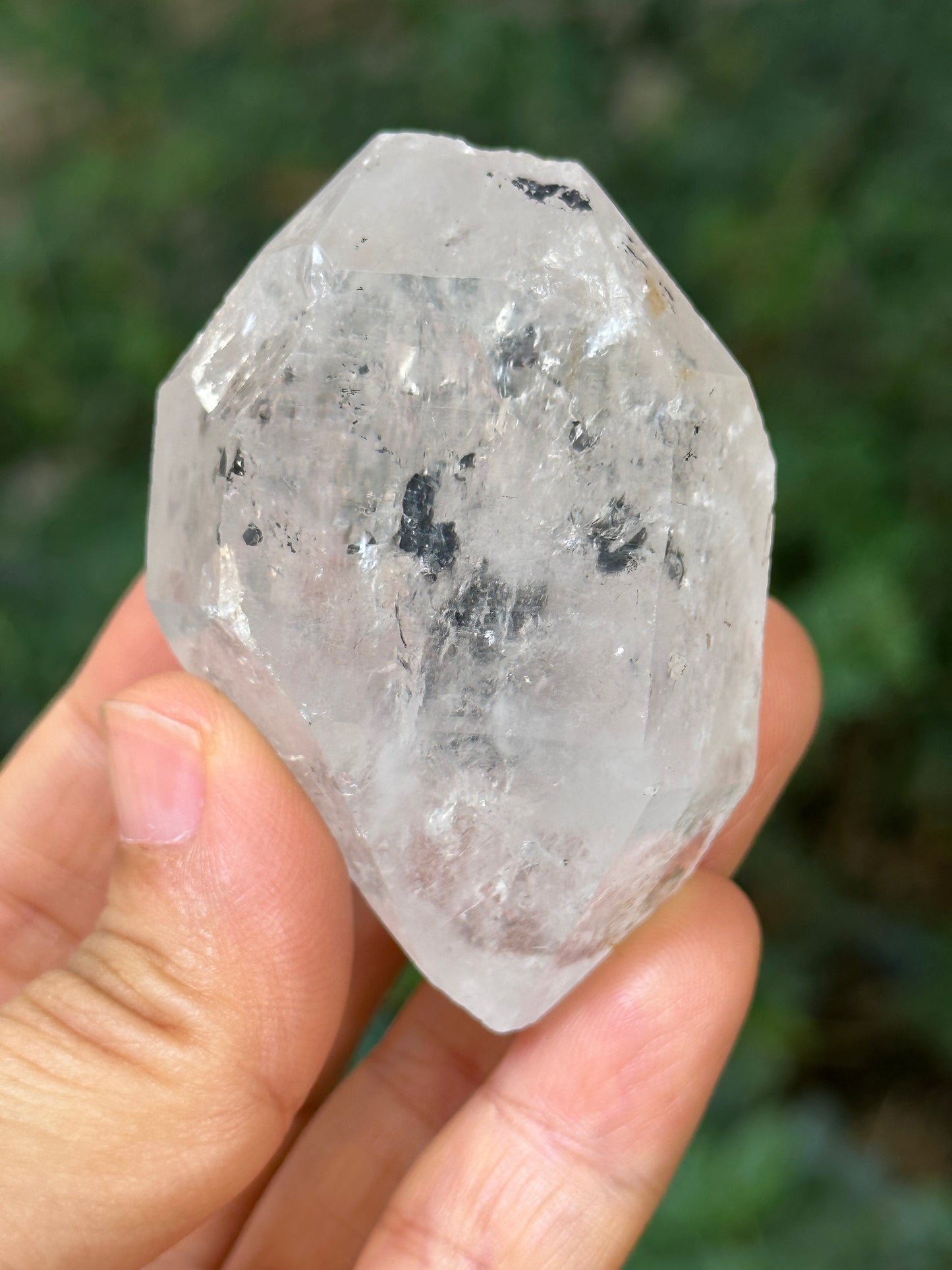 Rare Double Terminated Enhydro Quartz Crystal-Moving Liquid Water & Carbon Bubbles Including/YunGui Crystal Quartz inclusions-79 g