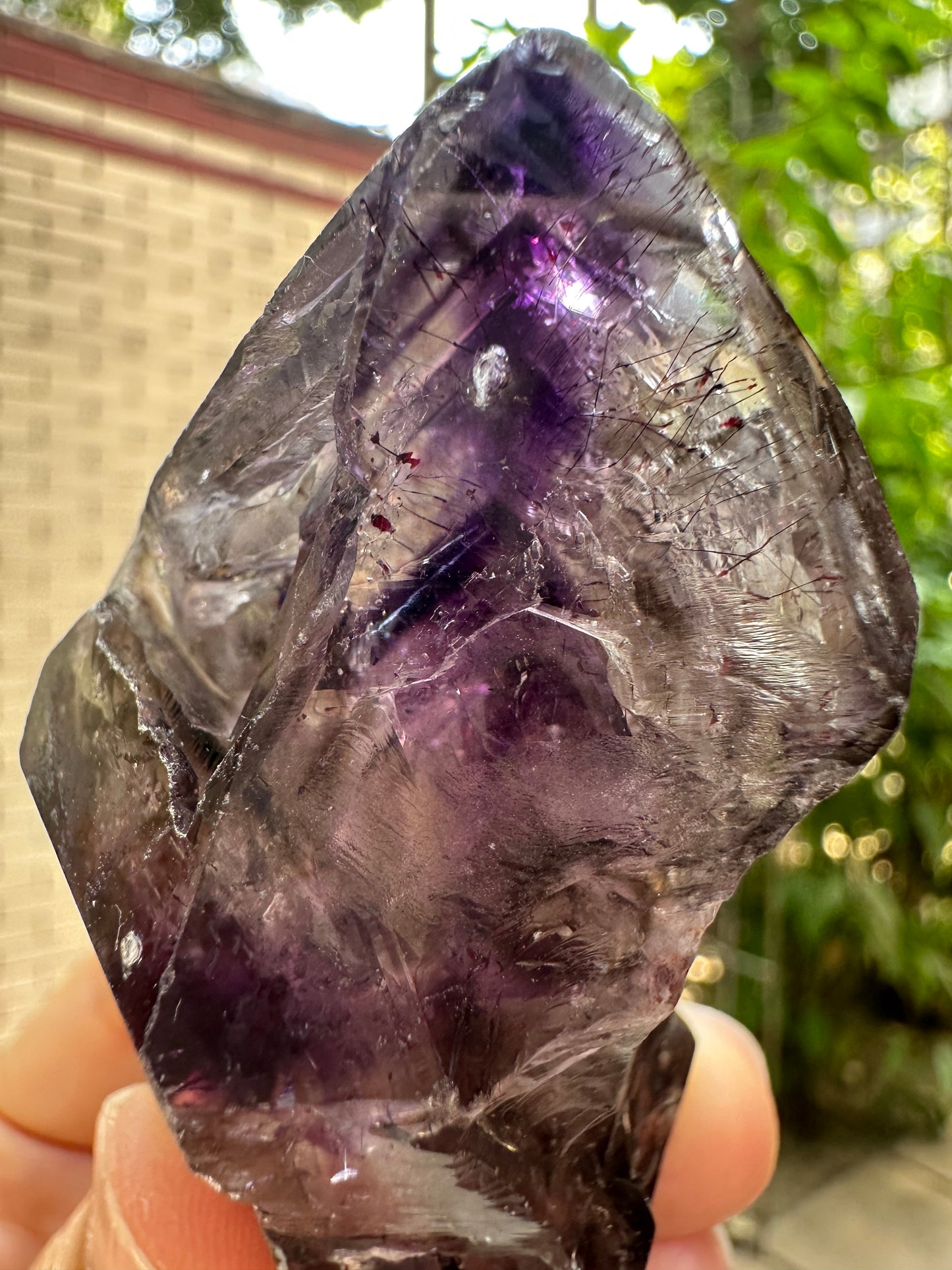 Large Raw Skeletal Fentser Quartz Super 7 Amethyst Quartz Crystal Point/Specimen/Super energy Healing Crystals/Reiki-84*38*30 mm 128 g