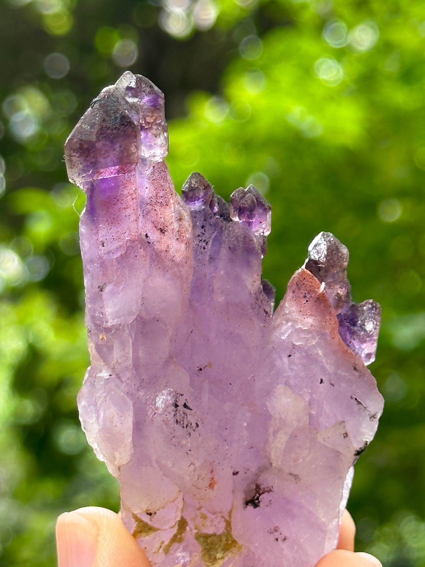 Rare Castle Super 7 Amethyst Quartz Scepter Crystal Cluster Point/Red Lepidocrocite Inclusion Mica Harlequin-crystal healing-97*45*31mm 124g