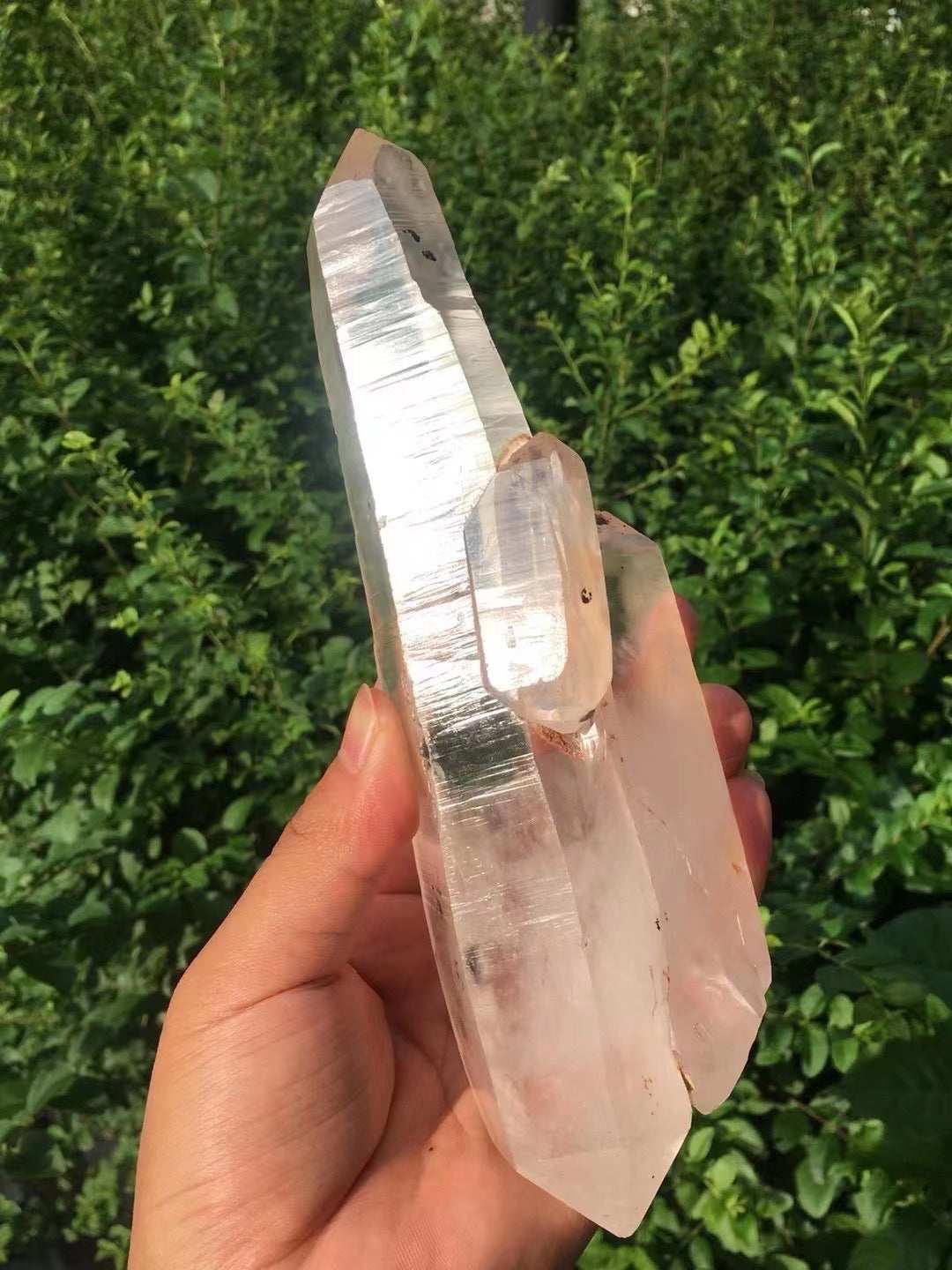 7.87 inches Clear Lemurian Seed Double terminated floating Quartz Crystal Point