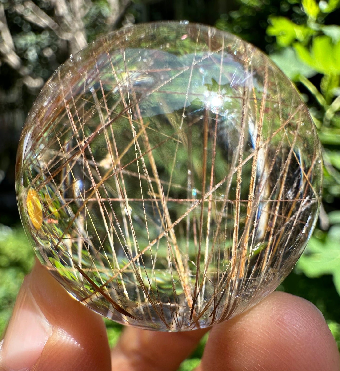 1.4”Rare Clear Golden Rutiled Crystal Quartz Sphere/Gold Rutilated/Rutilated Crystal Ball/Rutilated Quartz-36mm