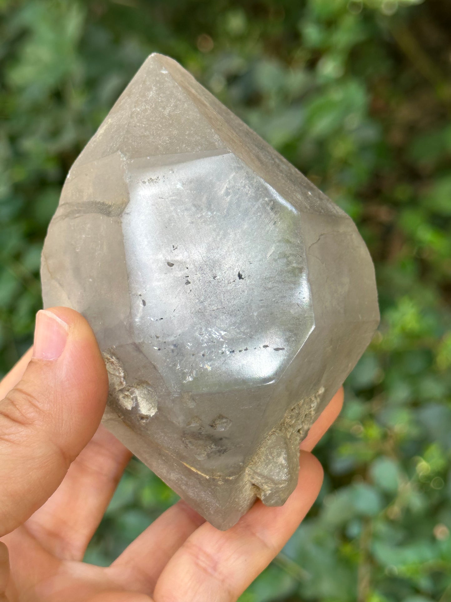 Herkimer Double Terminated Enhydro Quartz with Multiple Moving Carbon & Bubbles Included in Crystal/Healing Crystal Point/Energy Quartz-379g