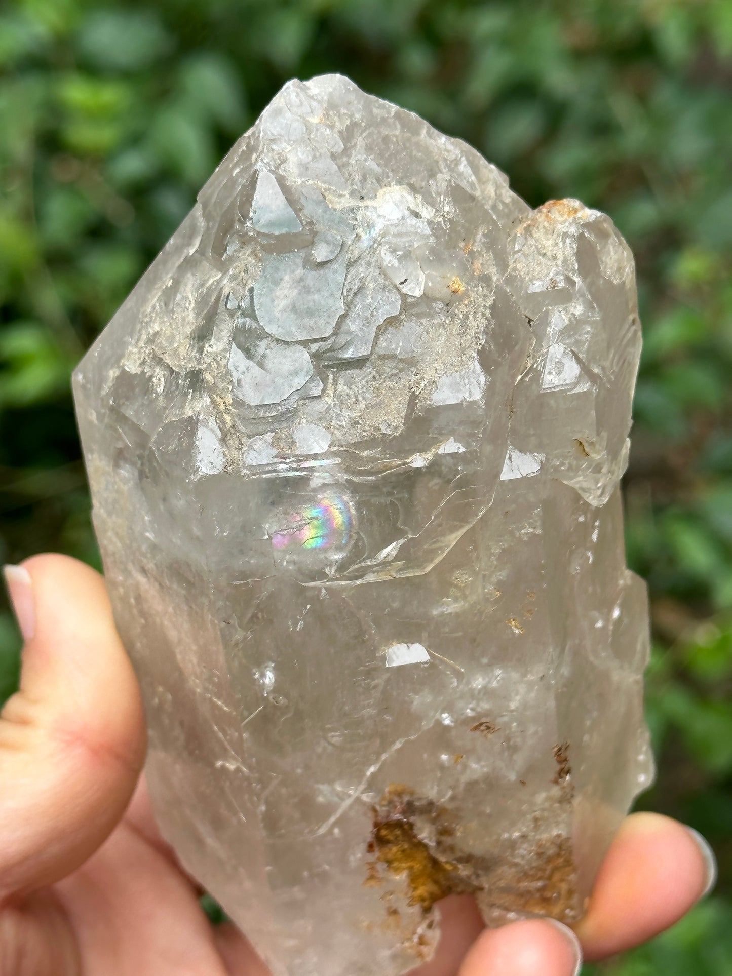 Rainbow Record-keeper Himalayan Skeletal Quartz Crystal/Skeleton Window Nirvana Crystal/Energy Quartz-516 g  106*57*55 mm