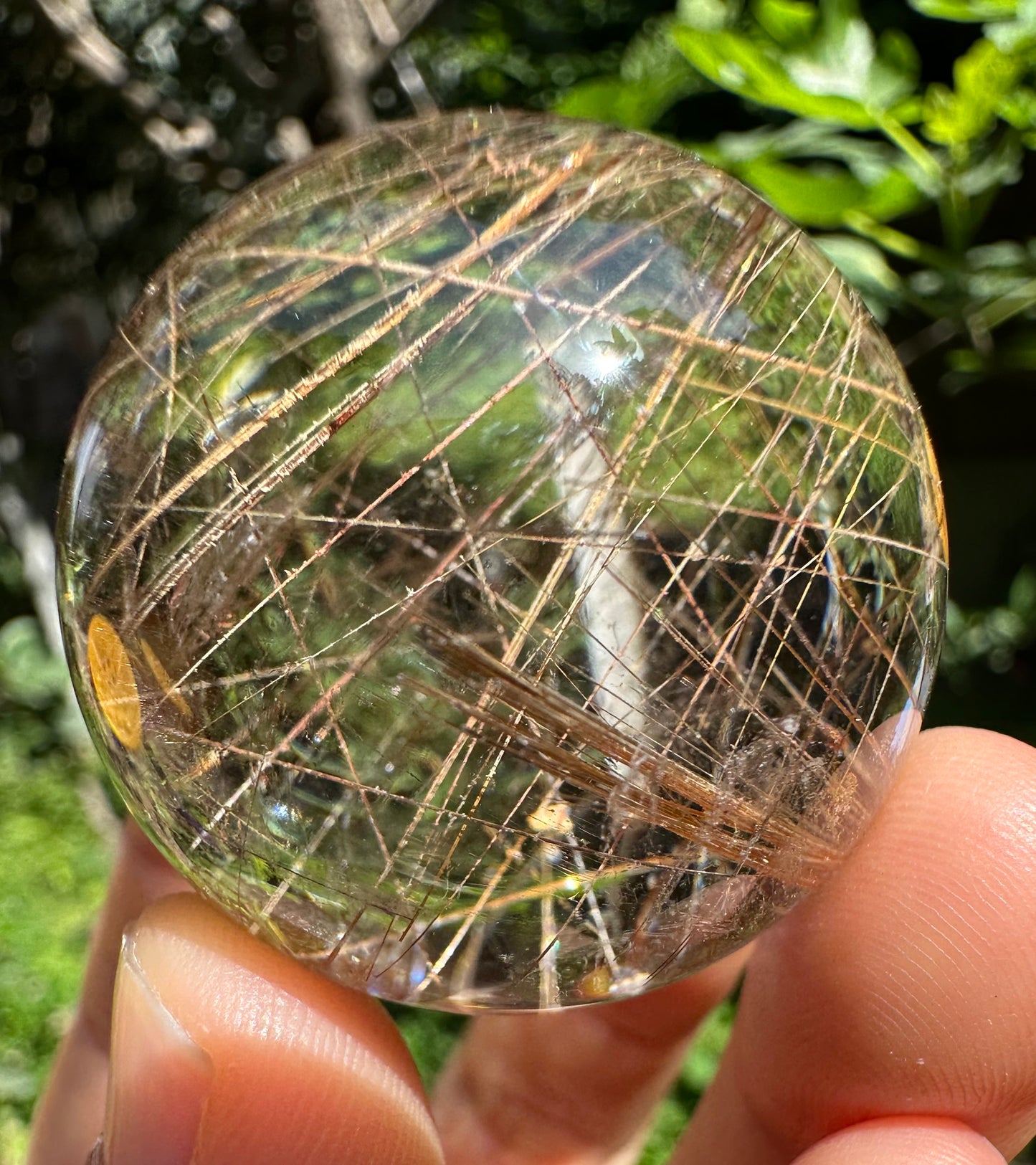 1.4”Rare Clear Golden Rutiled Crystal Quartz Sphere/Gold Rutilated/Rutilated Crystal Ball/Rutilated Quartz-36mm