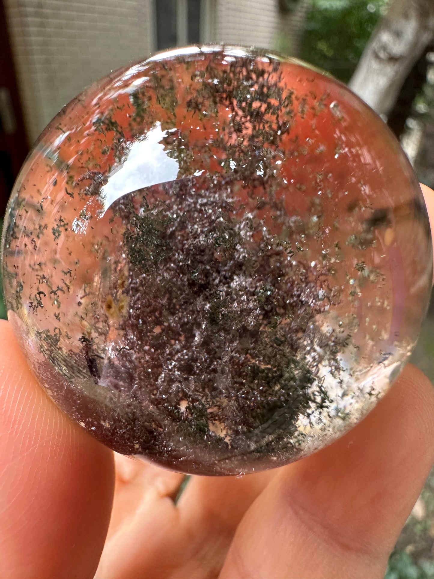 1.75" Rare Clear Purple&Green Phantom Quartz Crystals Sphere,Natural Garden Crystal Ball,Scenic Inclusion Quartz,Chlorite Included Crystal Orb