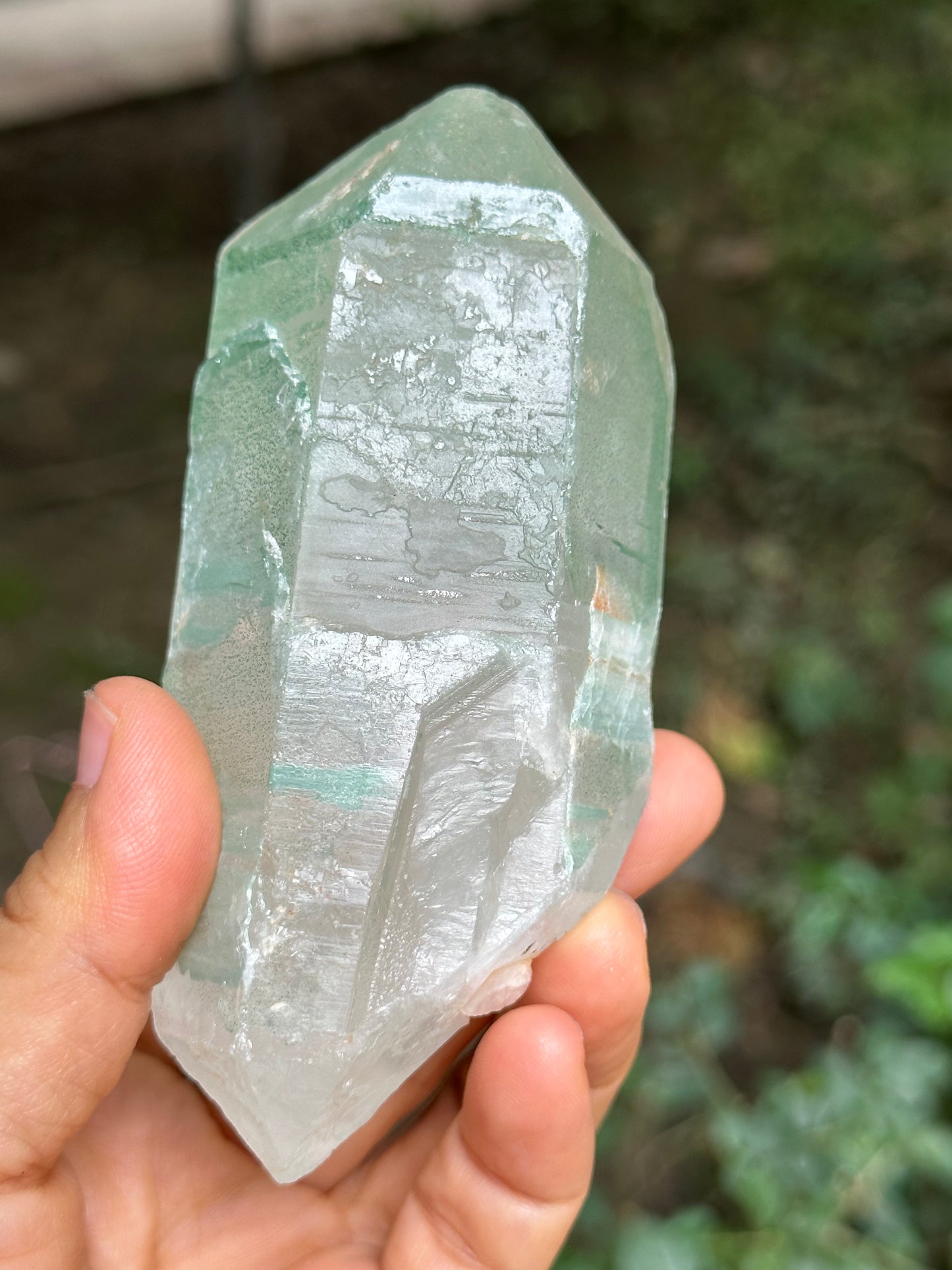 Rare Double Terminated Green Fuchsite Phantom Quartz Raw Crystal/Included Garden Crystal/Scenic Quartz/Lodalite/Epidote Specimen-331 g