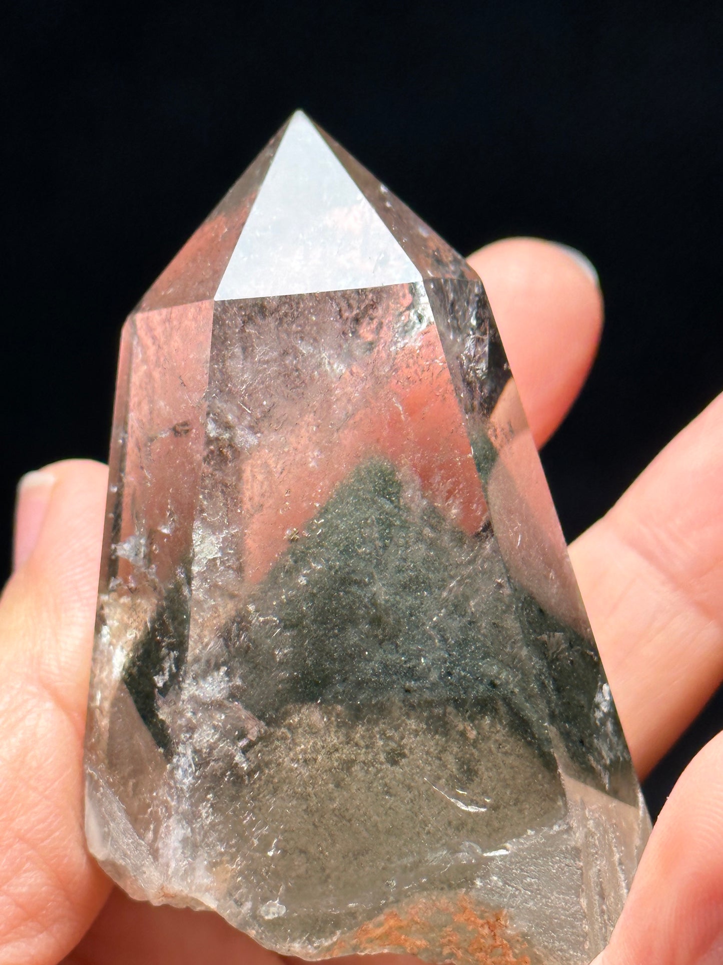 89 g Clear Green Phantom Pyramid Included in Quartz Crystal Point(Polished)