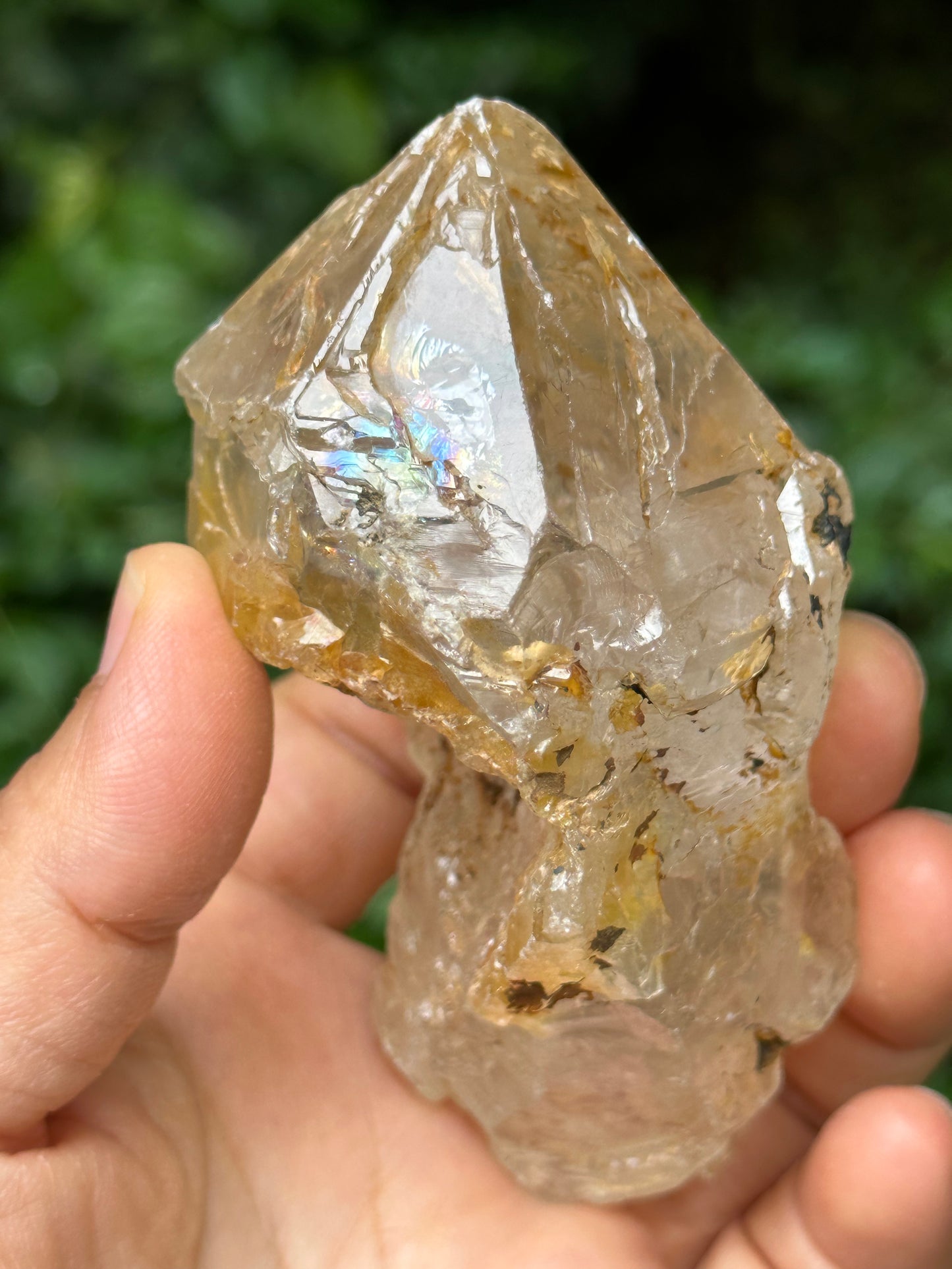 Double Terminated Clear Rainbow Himalayan Skeletal Fenster Quartz Crystal-95*50*47 mm 200 g