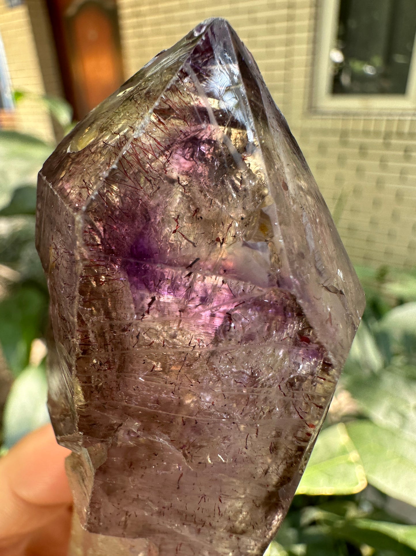 Rare Raw Enhydro Quartz Super 7 Amethyst Scepter Quartz Crystal Point/Specimen/Super energy Healing Crystals/Reiki-87*30*29 mm 101 g