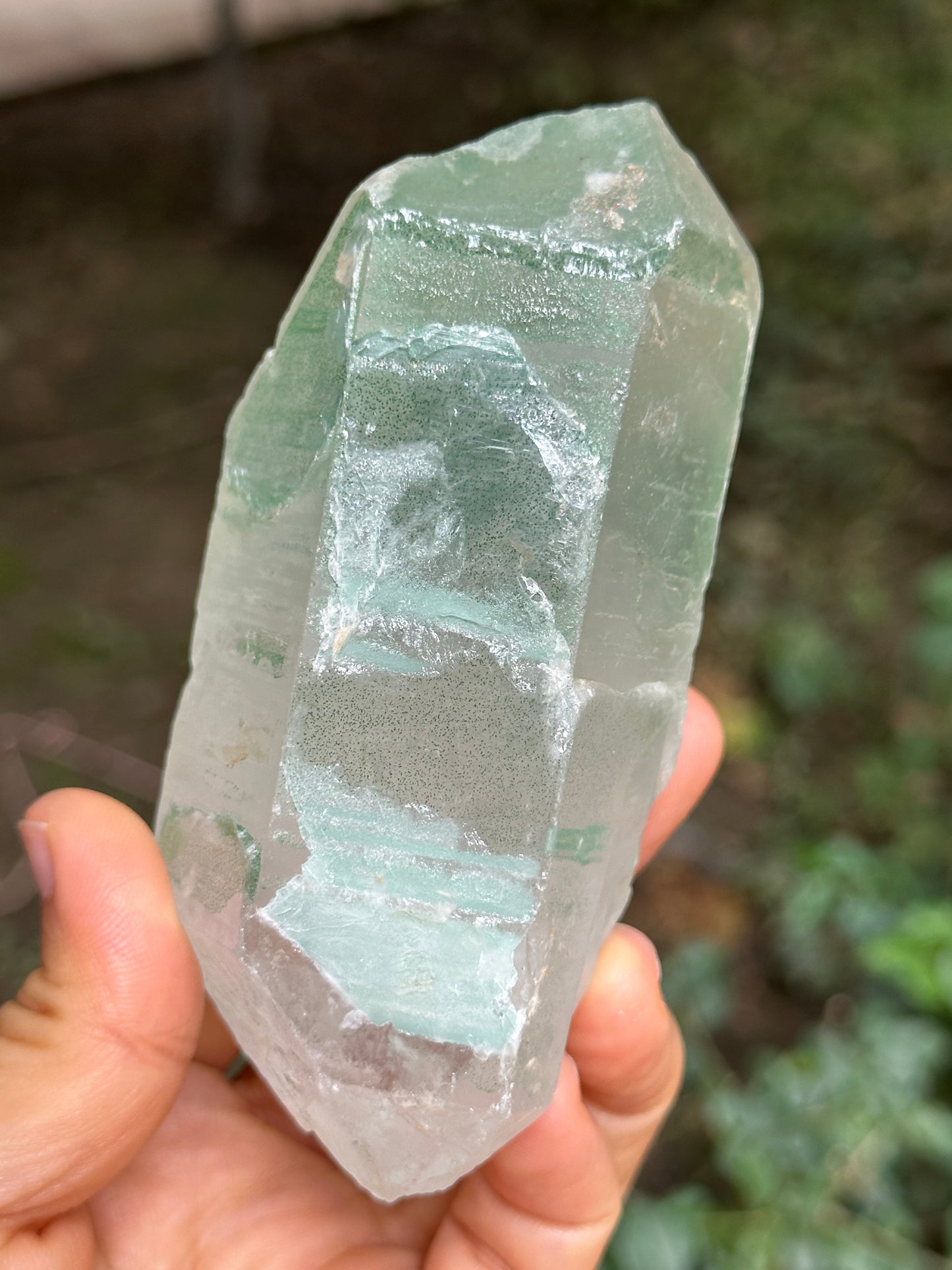 Rare Double Terminated Green Fuchsite Phantom Quartz Raw Crystal/Included Garden Crystal/Scenic Quartz/Lodalite/Epidote Specimen-331 g